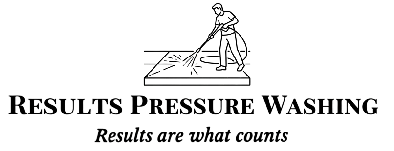 Results Pressure Washing logo graphic featuring a technician cleaning surfaces. Expert exterior cleaning for homes throughout Tompkins County.