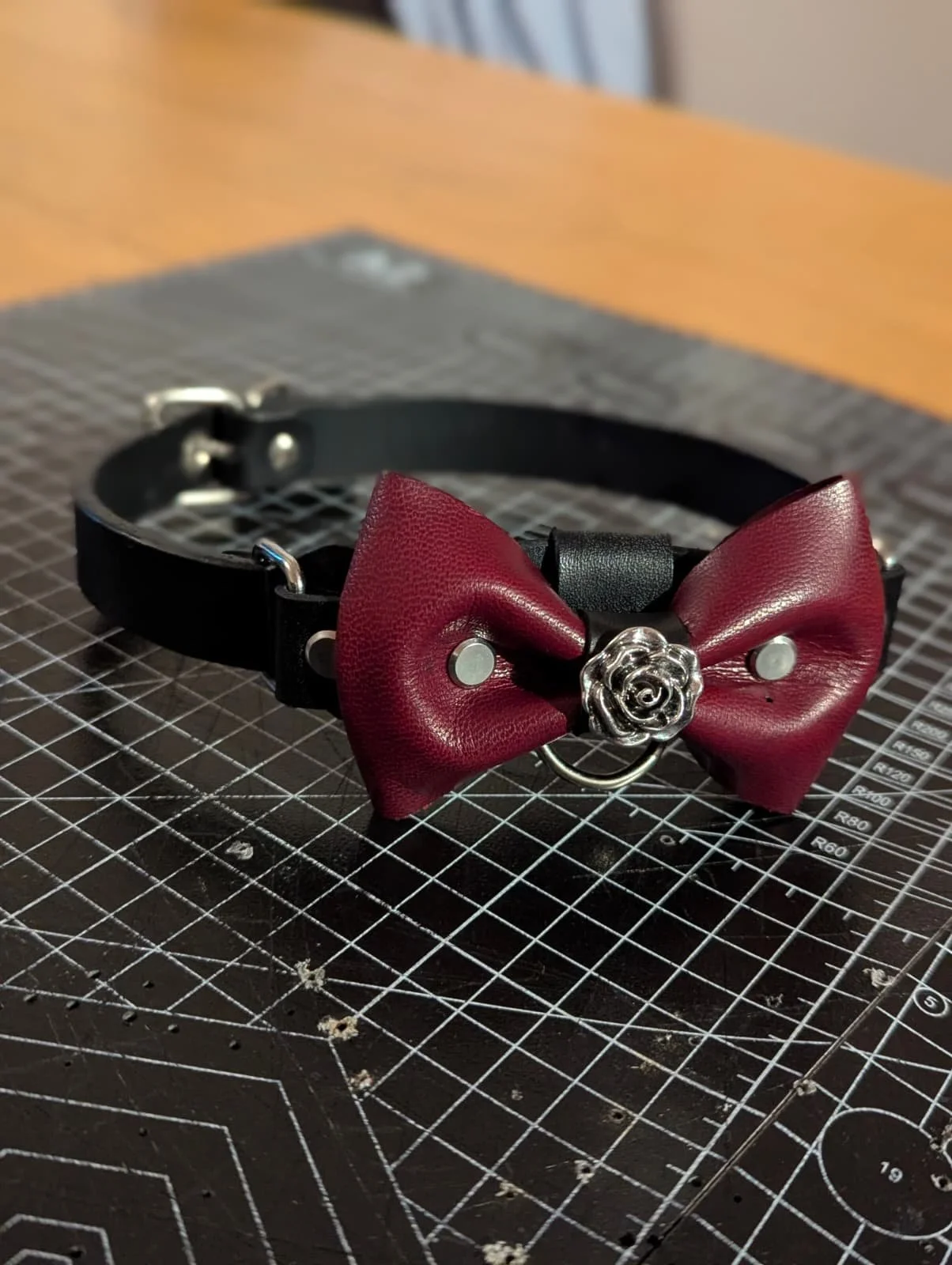 Leather Bow Tie: Oxblood Rose