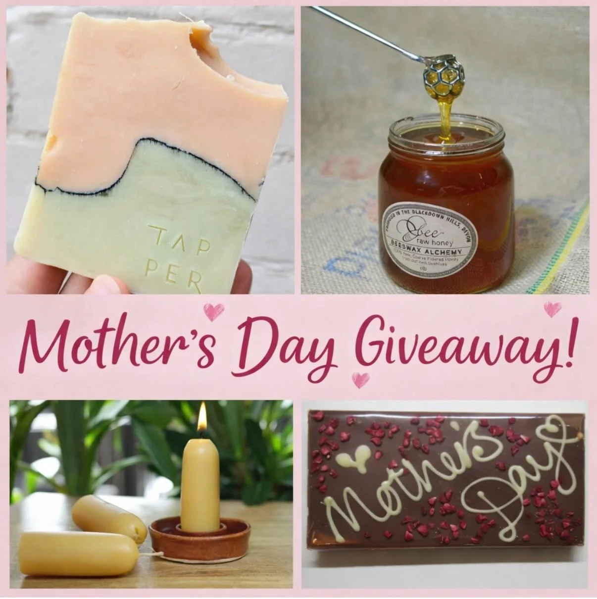 🌷 Mother&rsquo;s Day Giveaway 🌷 
Win a gift box including products from three amazing local makers to spoil one lucky person (or yourself 👀) with a bundle of handmade goodness:
✨ Tapper Made &ndash; beautifully handcrafted ocean derived soaps 🍫 C