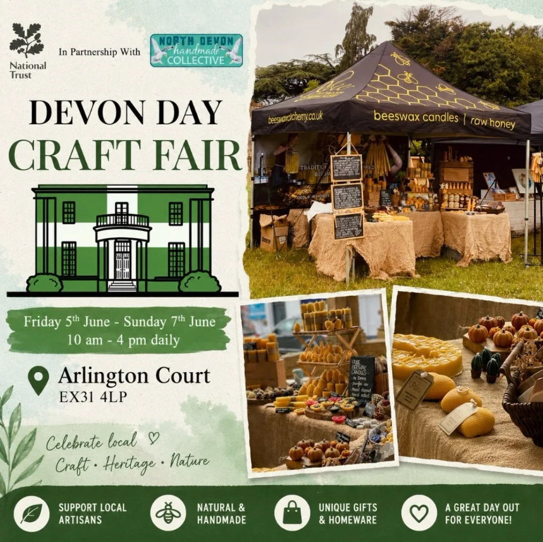 This weekend you can find me @arlingtoncourtnt for the Devon Day Craft Fair alongside a fantastic collection of talented local makers. 🌿🐝
I&rsquo;ll be bringing plenty of handmade beeswax candles, gifts and all things honey-inspired, so if you&rsqu