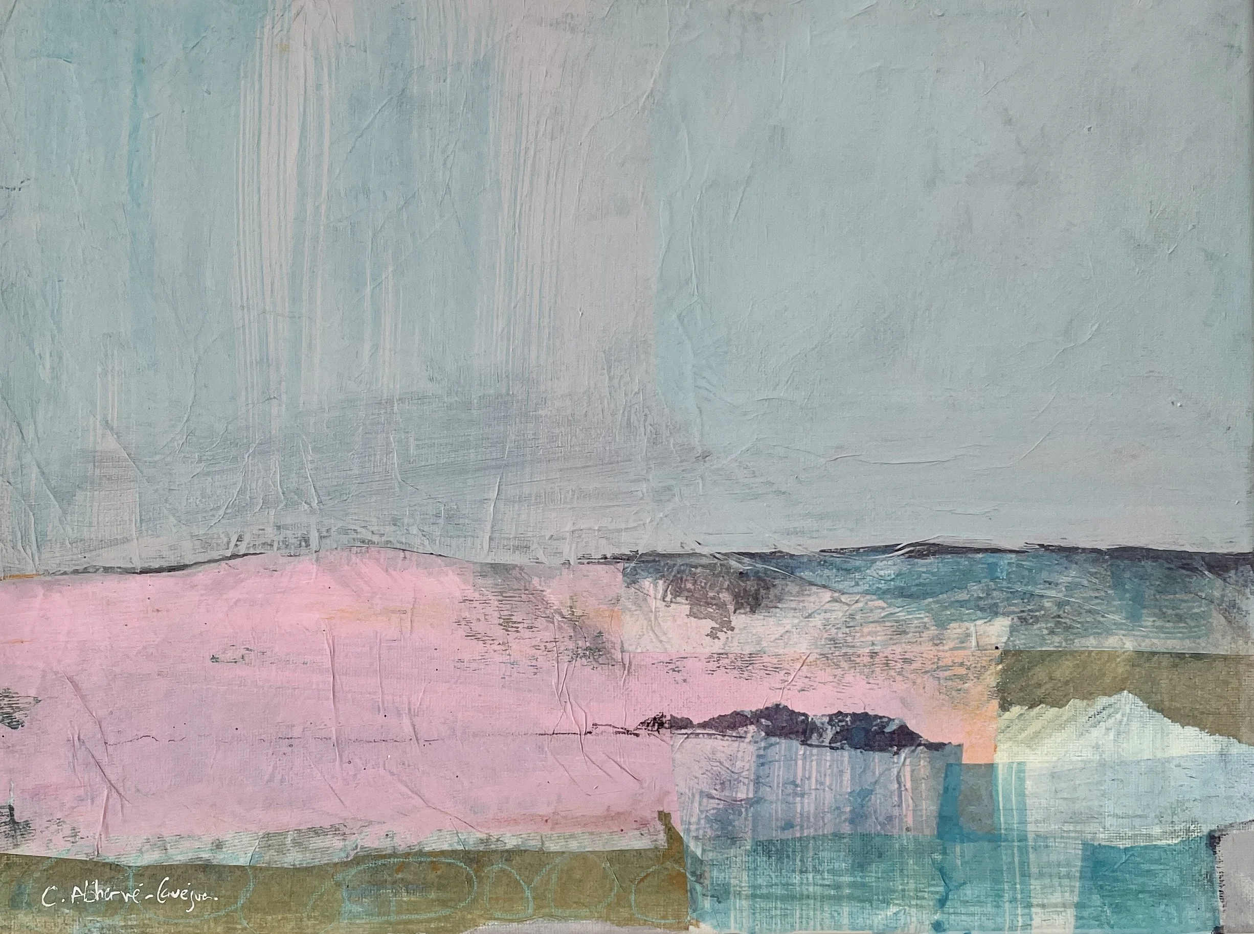 L'air est immobile. Acrylique et collage sur toile. 30X40.