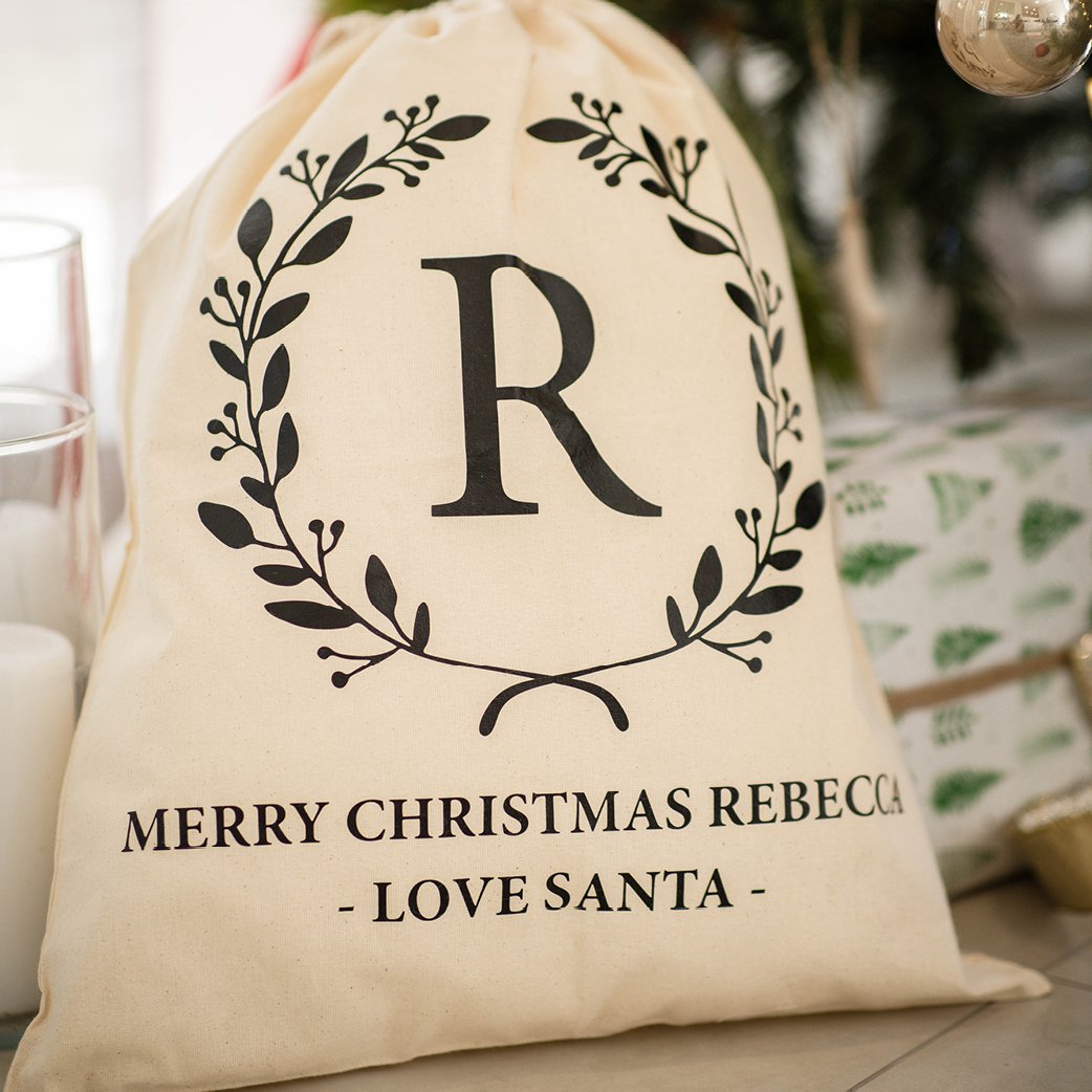 Personalised Santa Sack Calico Initial Wreath.jpg