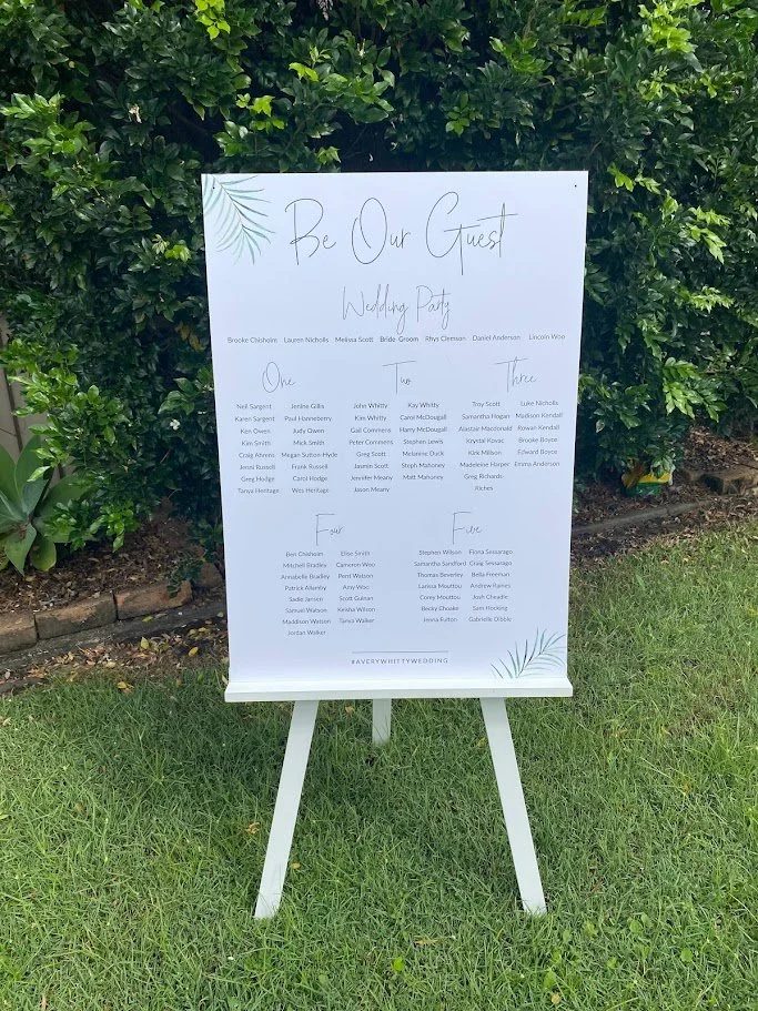 White wooden easel for hire_Example A1 Foam Board Sign.JPG