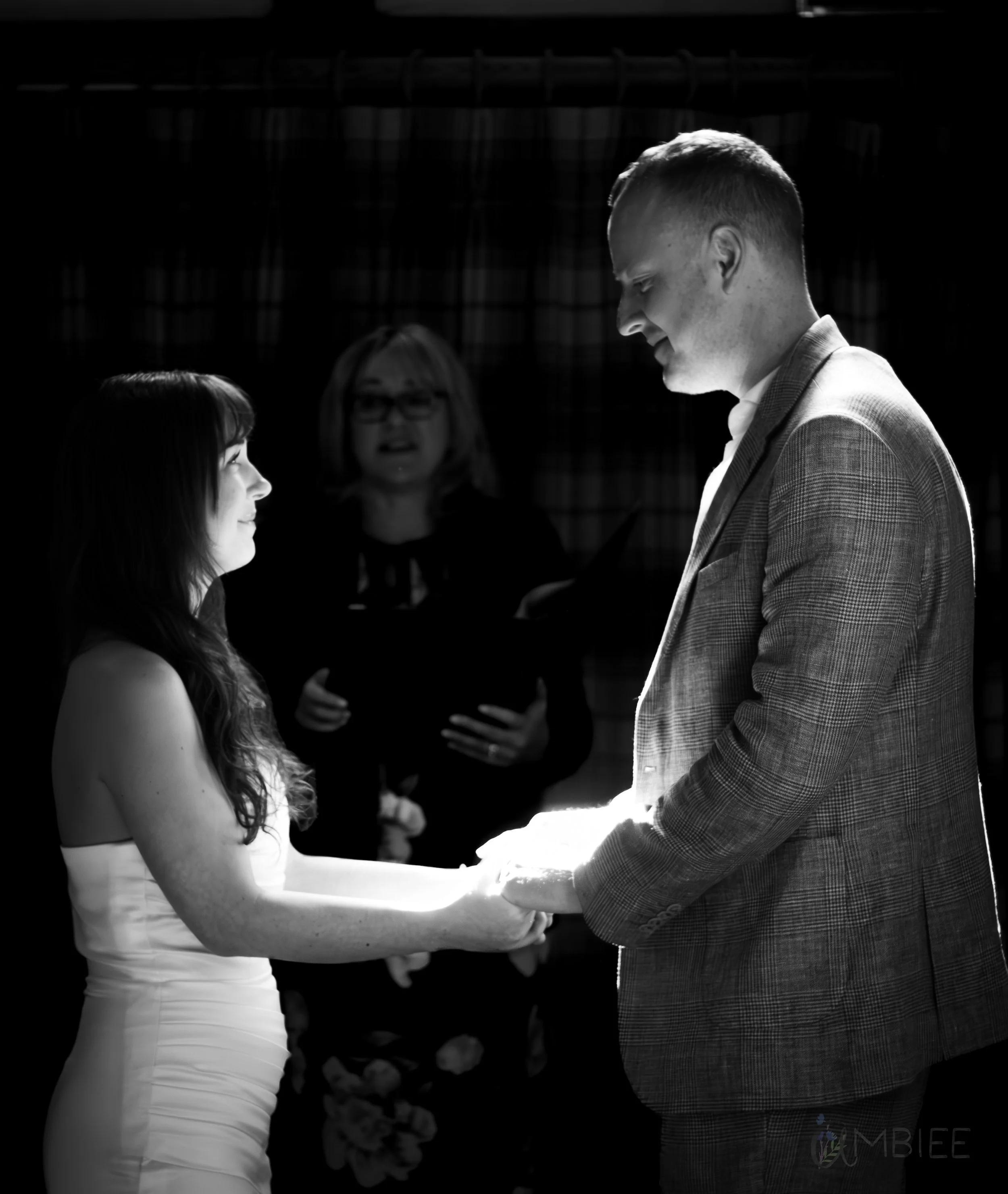 Bride and Groom during ceremony at the Plough inn, at Eaton