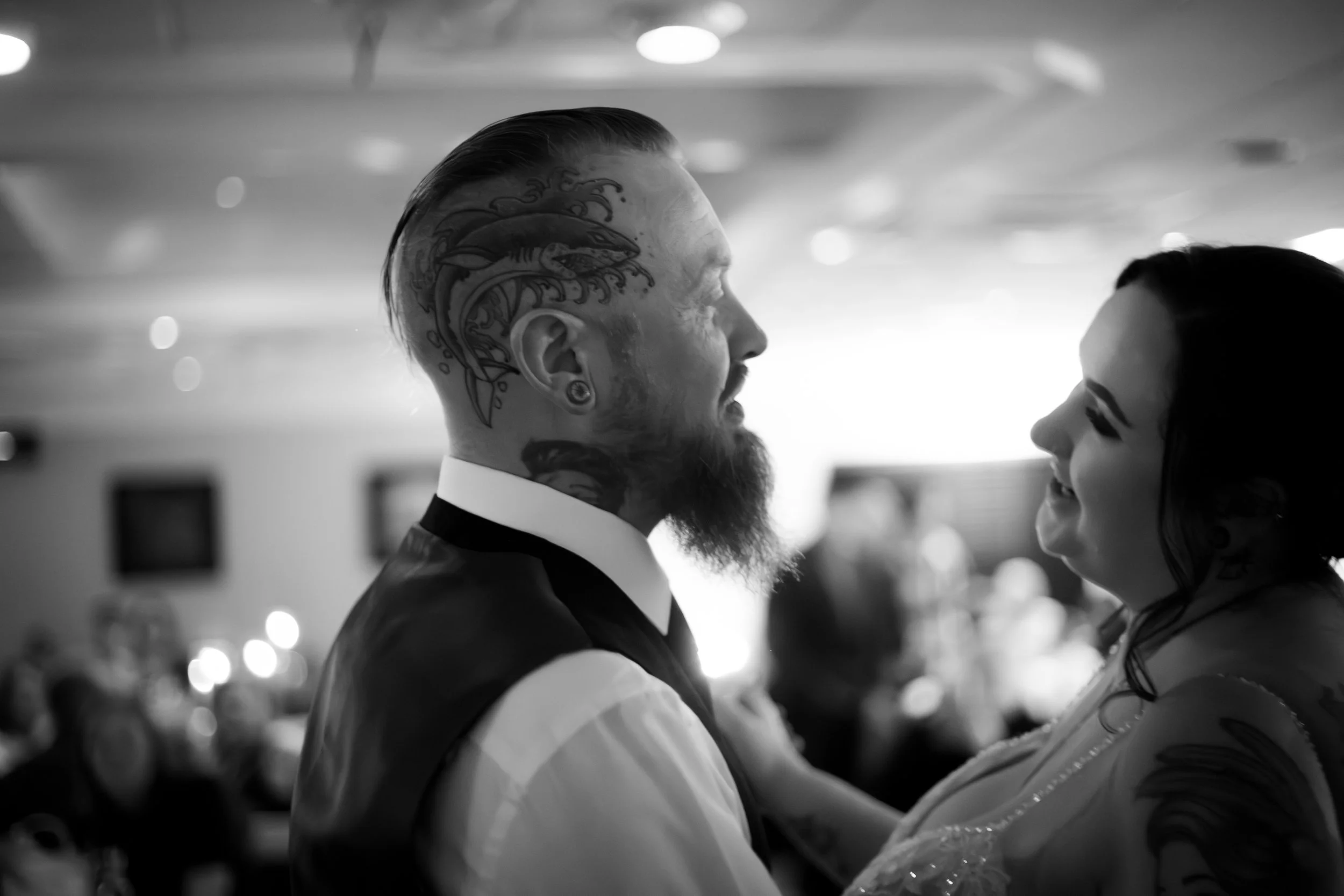 Bride and Brother of the Bride dancing, at The village, Hyde