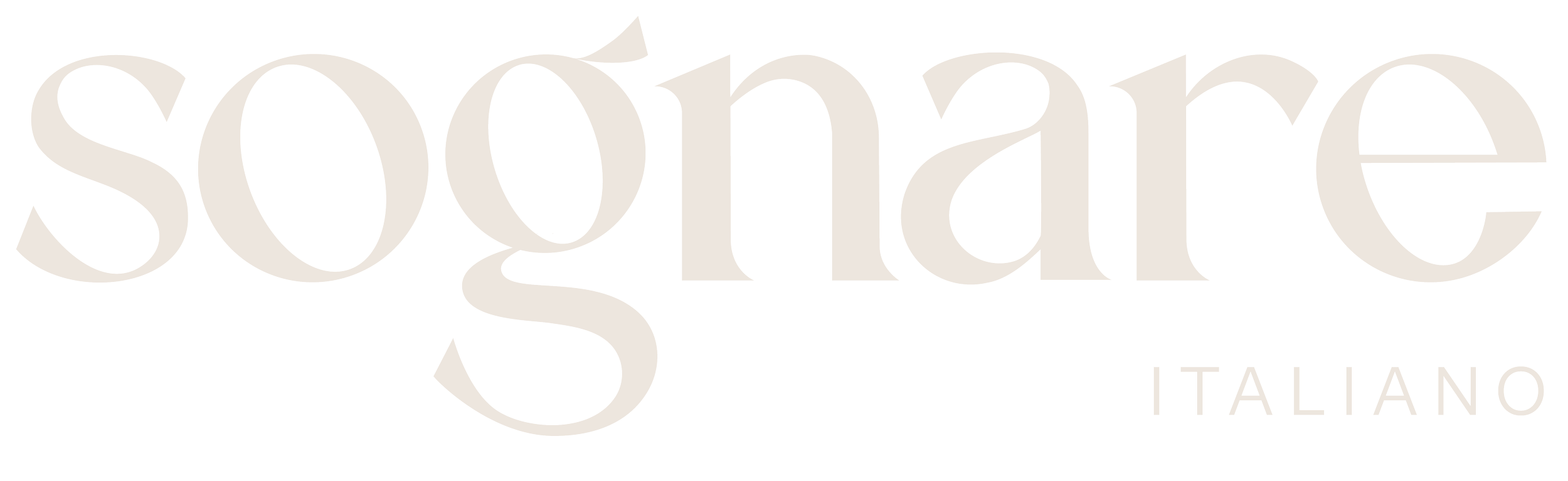 Sognare Italiano logo in cream text on transparent background.