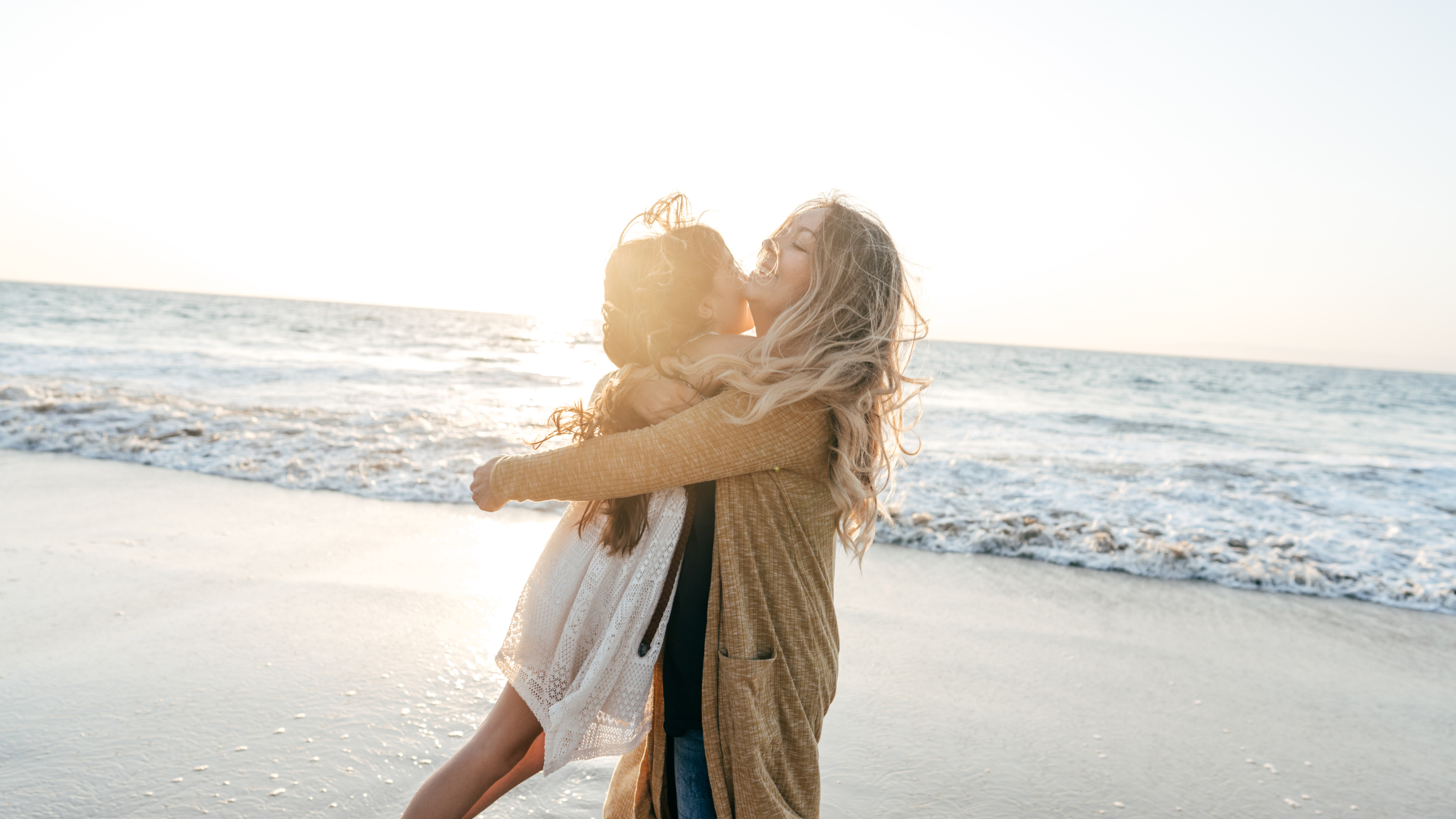 Happy family moment by the sea, illustrating security and care for loved ones
