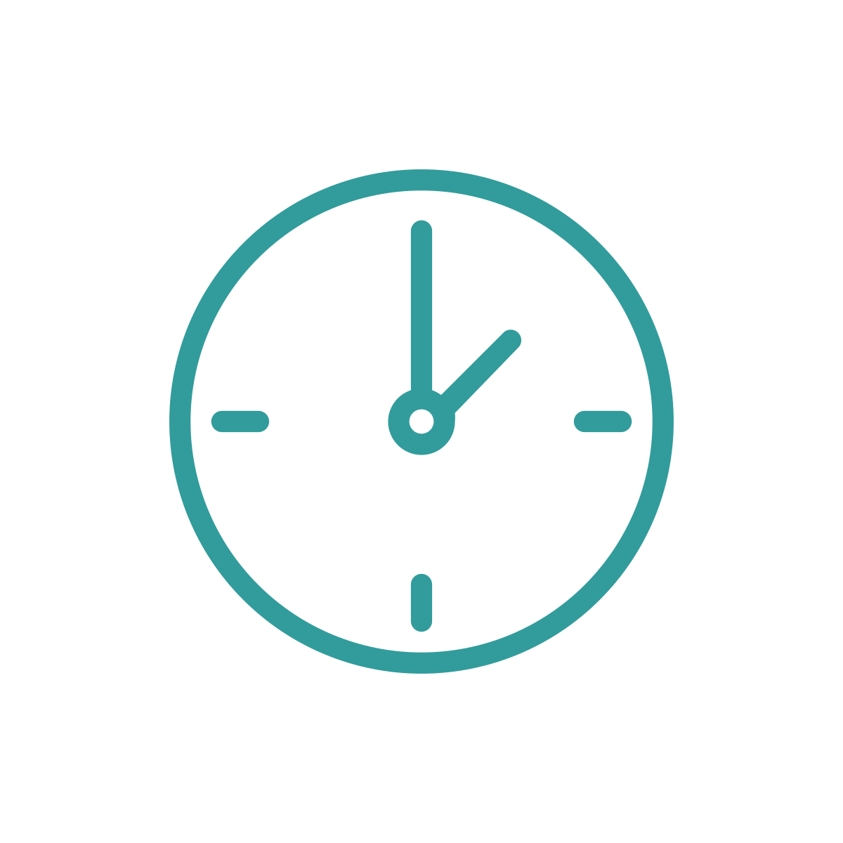 An analog clock showing 1:00.