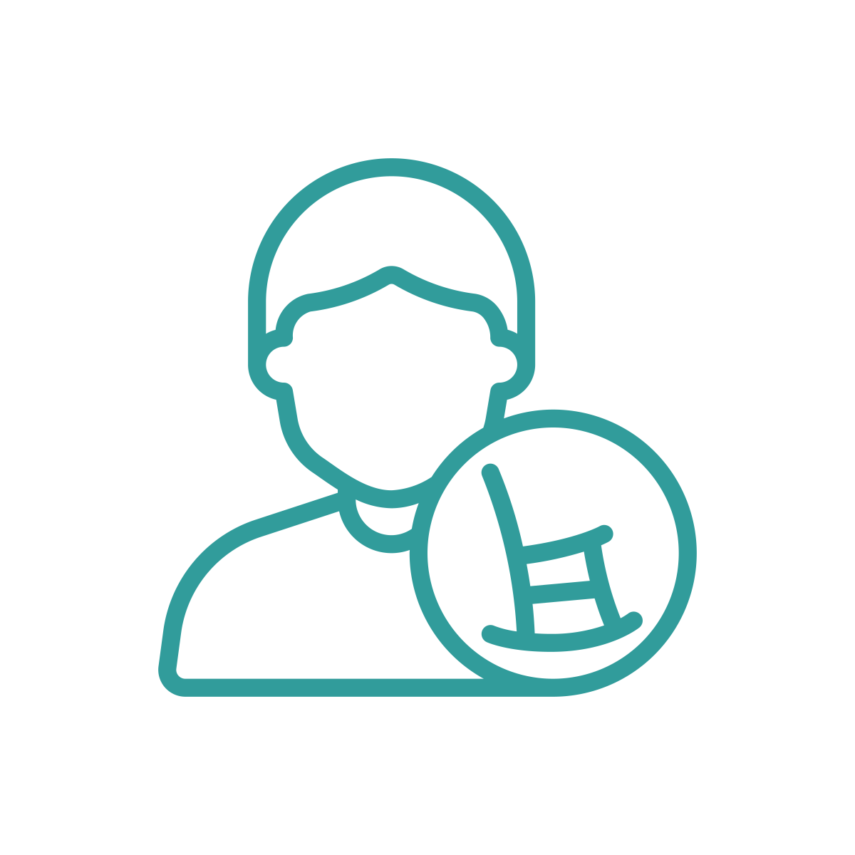 Illustration of a person wearing a helmet with a magnifying glass showing a DNA strand.