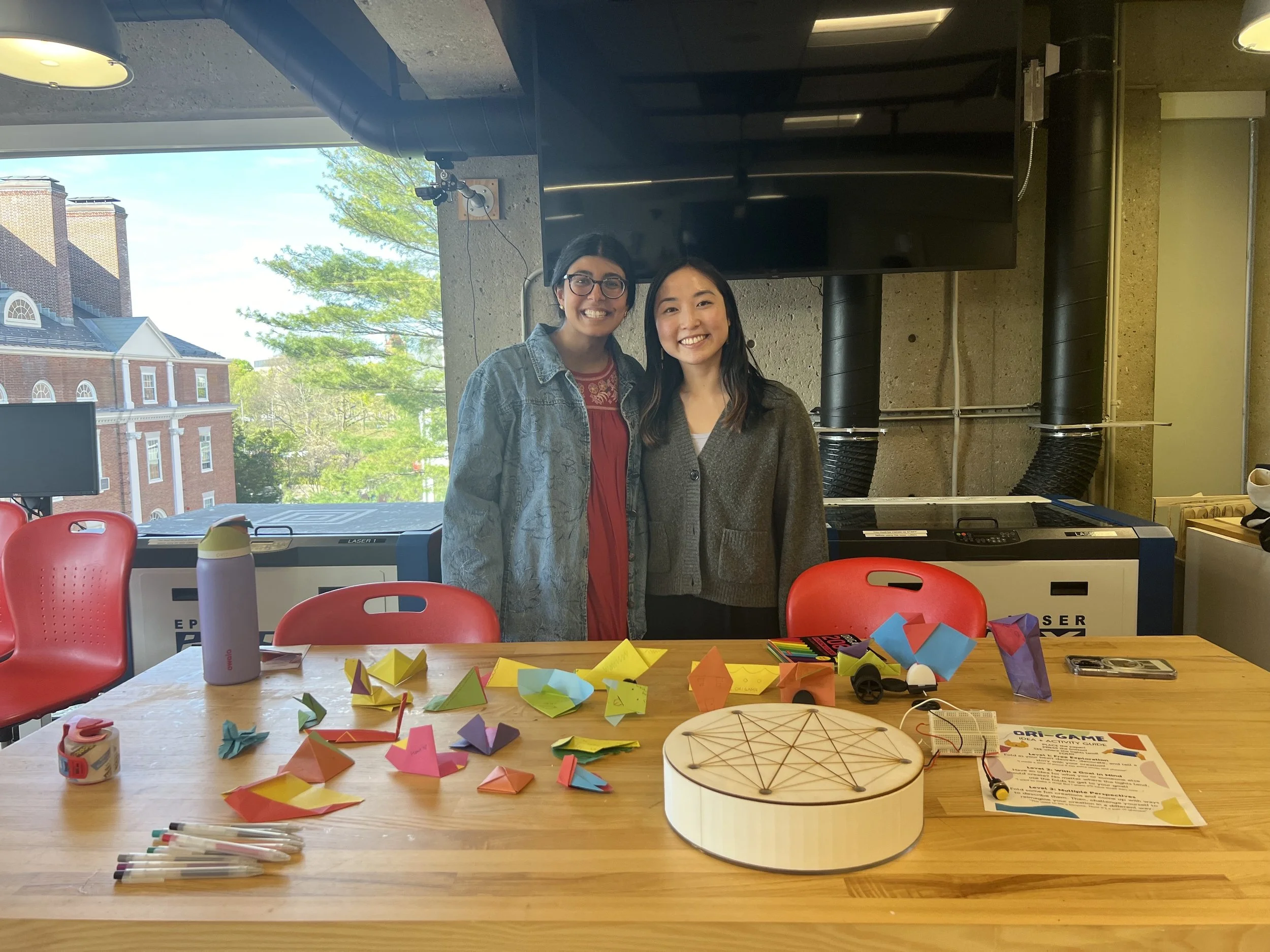In this design process paper, my partner and I document how we built the "Ori-Game" — a light-guided, open-ended origami tool for young learners — from early cardboard prototypes through user testing at the Boston Children's Museum to a final working