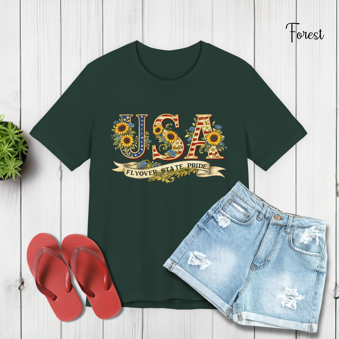Flyover State Pride - Sunflower USA Unisex T-shirt