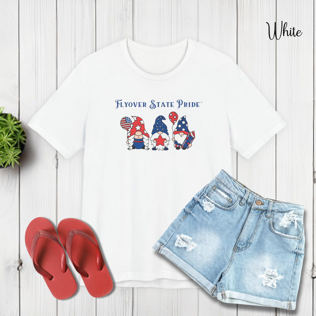 Flyover State Pride - Three Patriotic Gnomes Unisex T-shirt