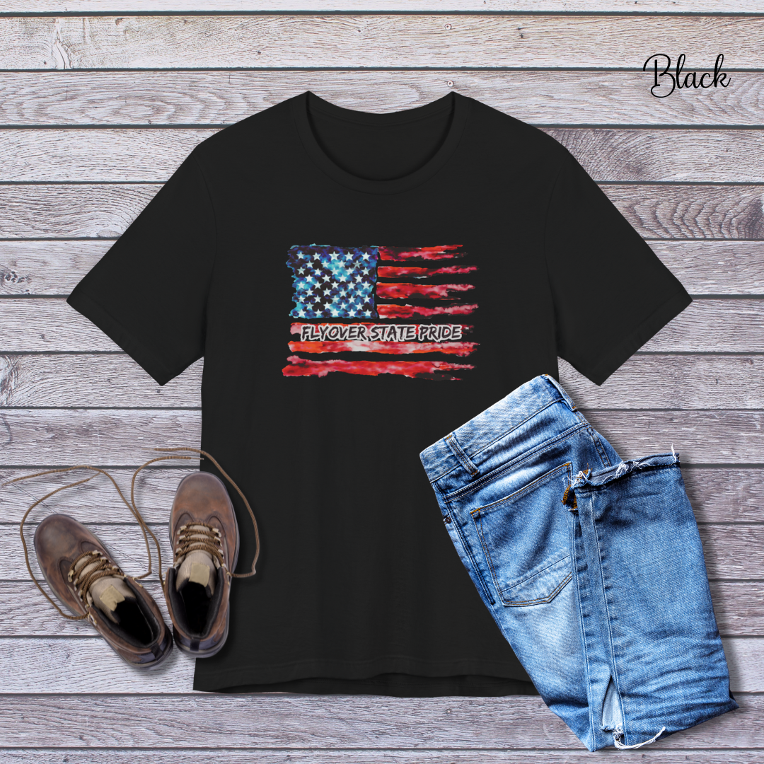 Flyover State Pride - Tattered Flag Unisex T-shirt