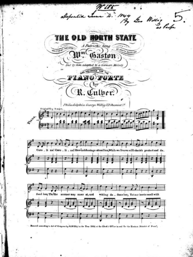 Sheet Music for The Old North State Song