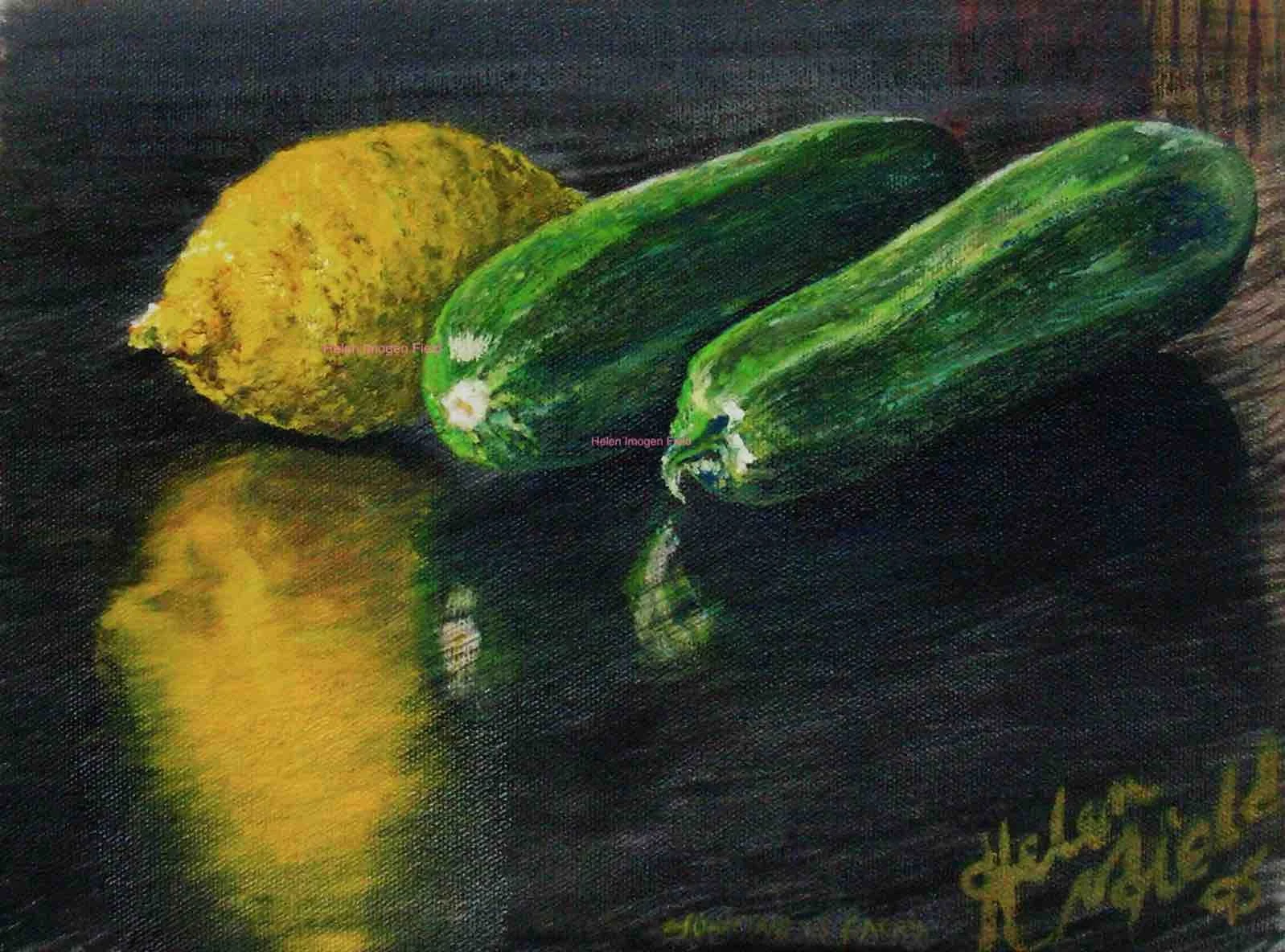 Oil painting Zucchinis and LemonWM124kb.jpg