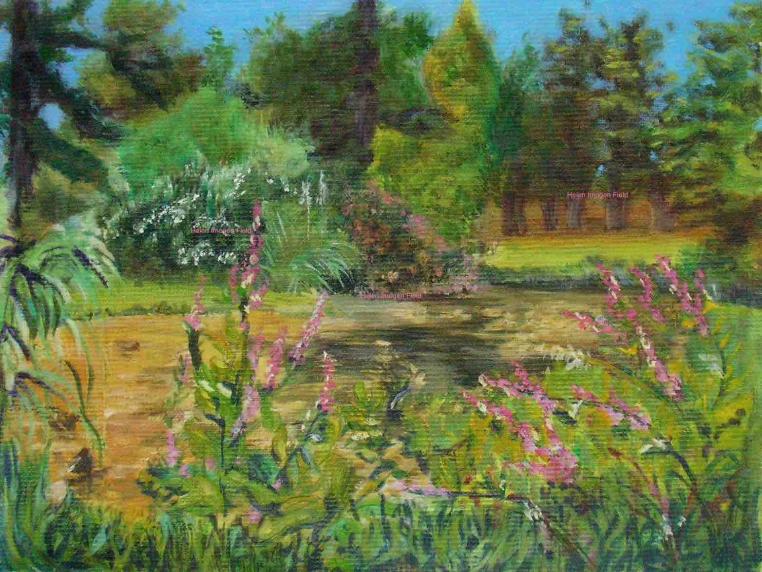 Oil painting Central Park pond WM127kb.jpg