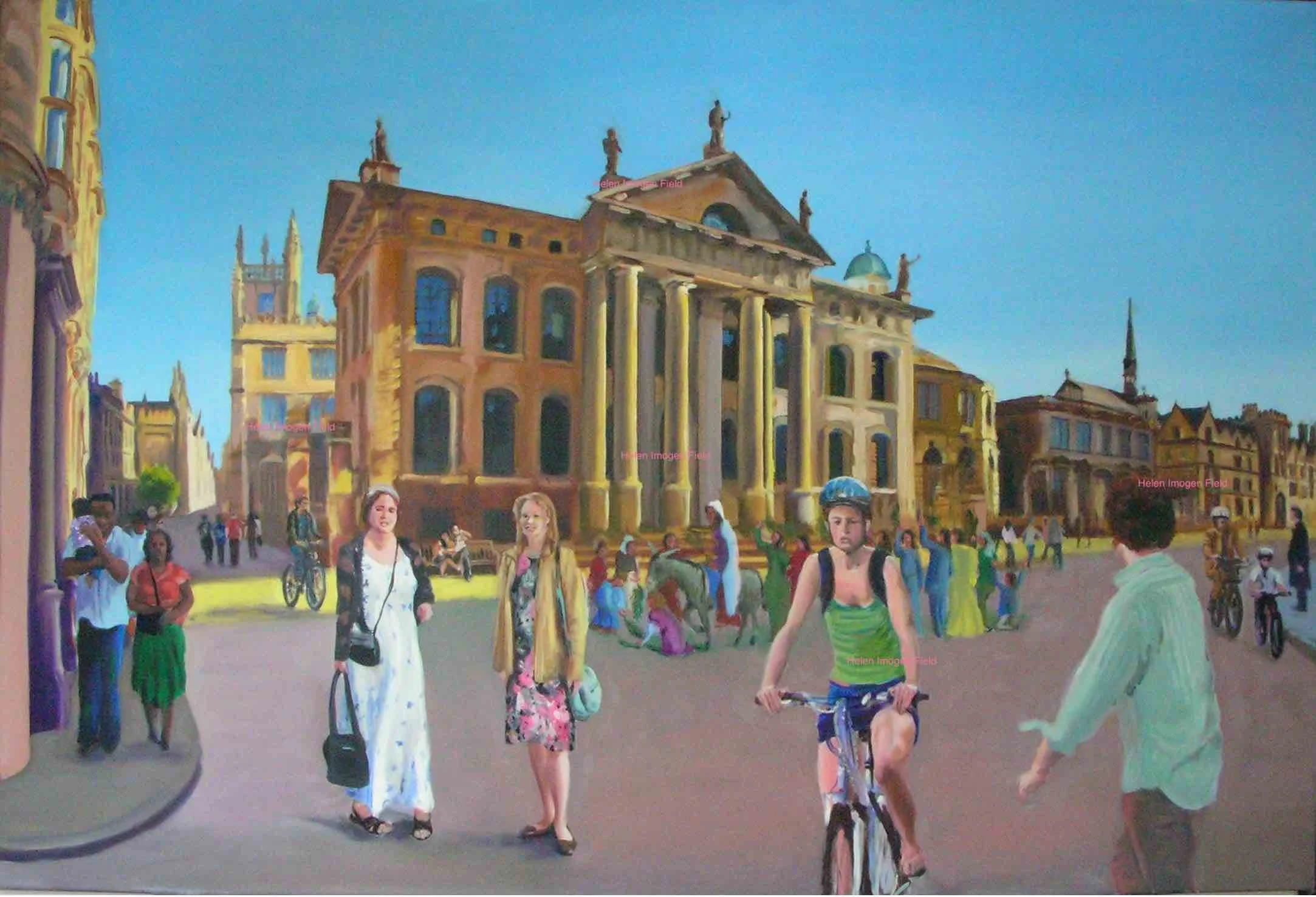Oil painting Oxford with processionWM140kb.jpg