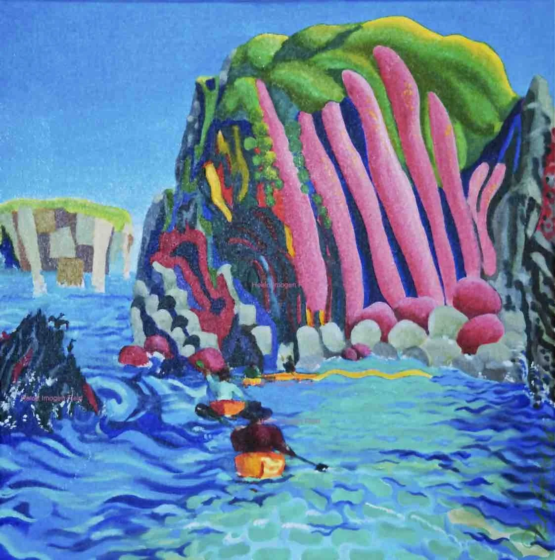 Oil painting mud rock canoe trip UK wm 74kb.jpg