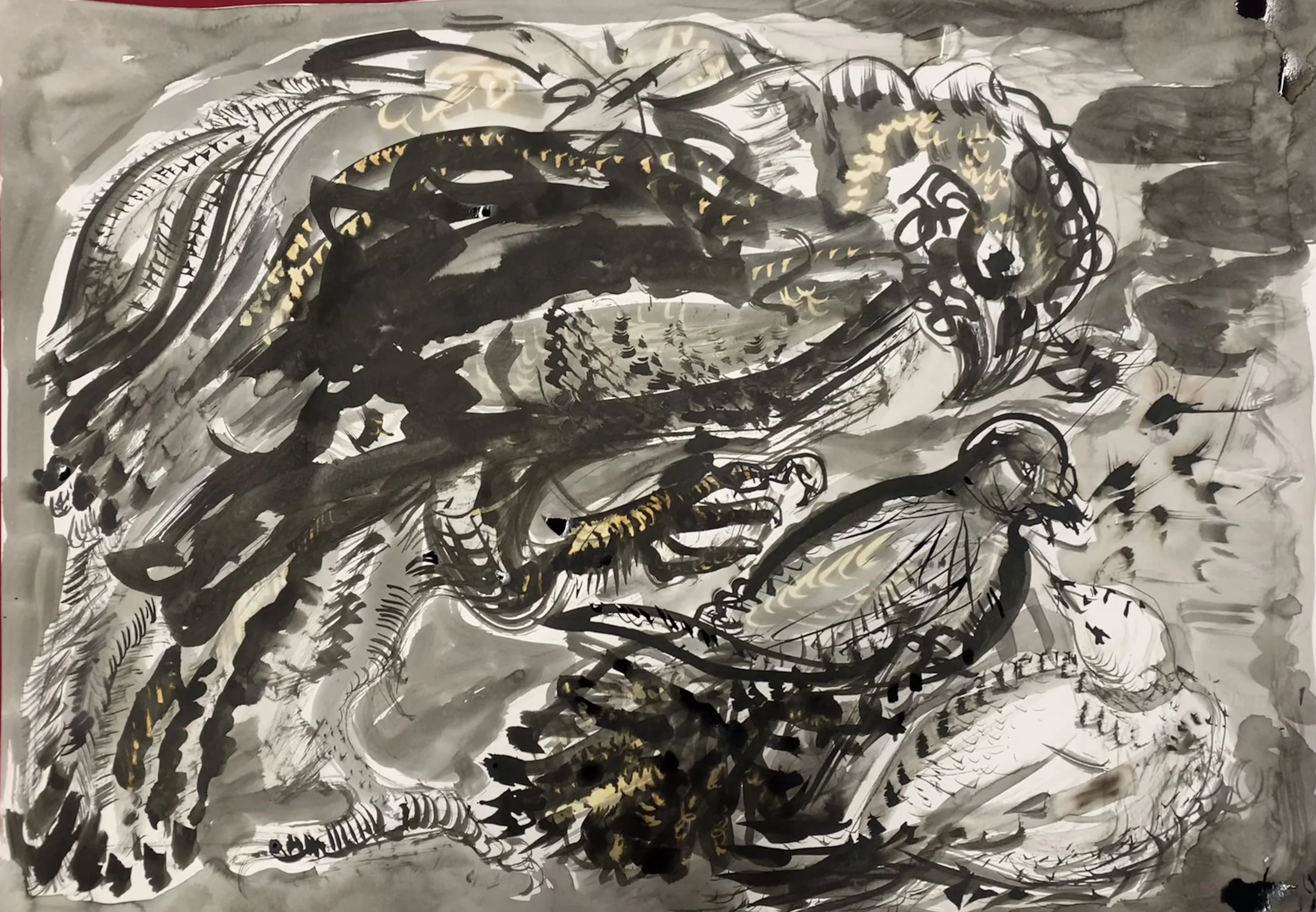 20251030 ODDY Who do you fear - eagle and two doves - ink and bleach A2.jpg