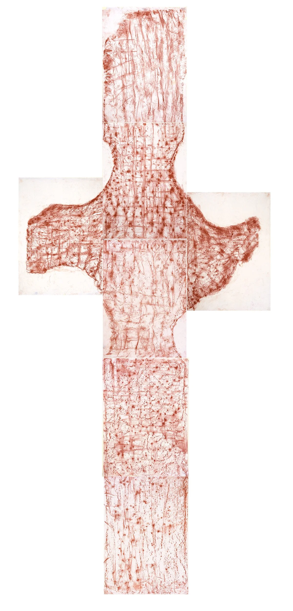 Study for Kilnave Cross, 2017, Sanguine Chalk, 290 x 112cm