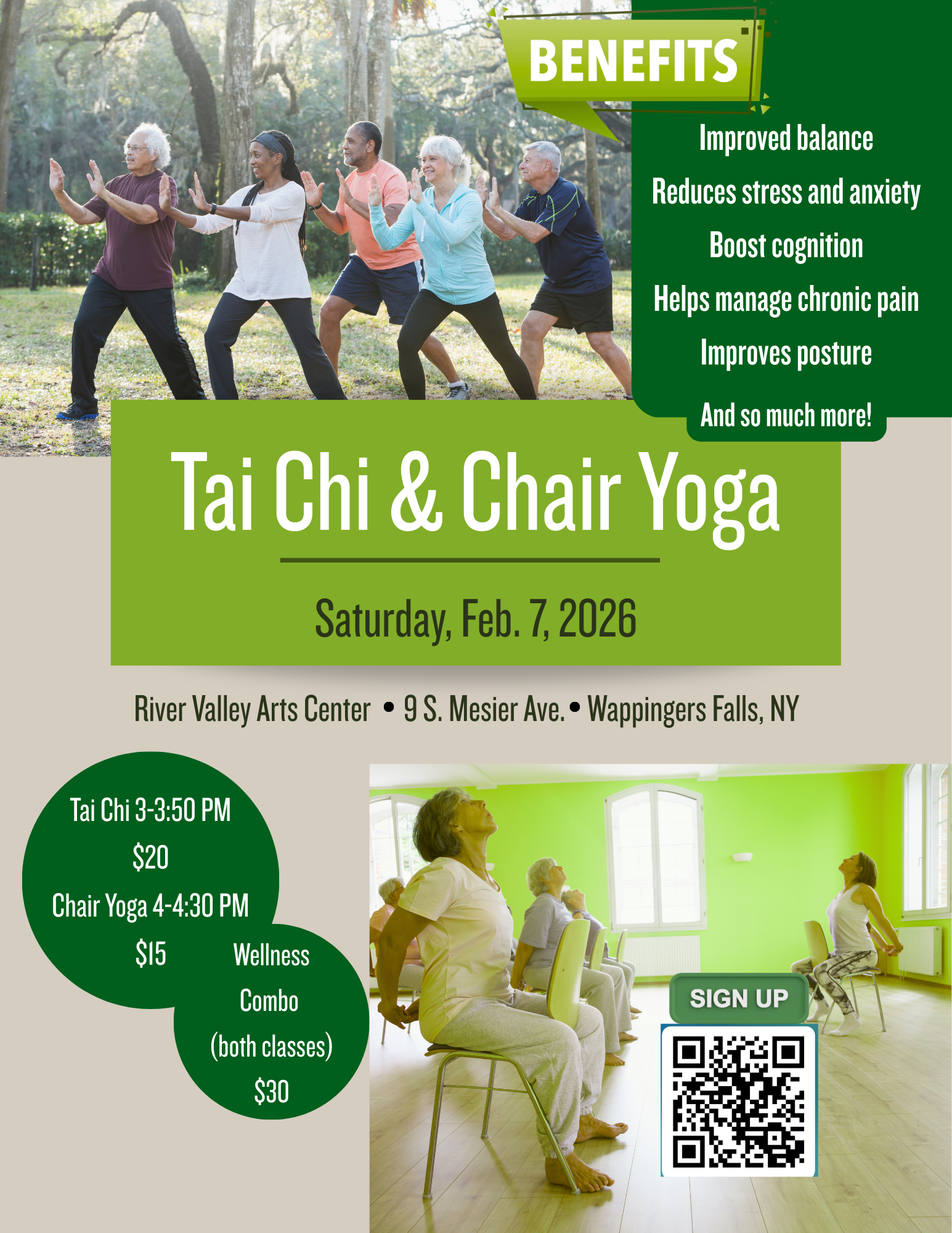 Tai Chi Chair Yoga class sign up QR code