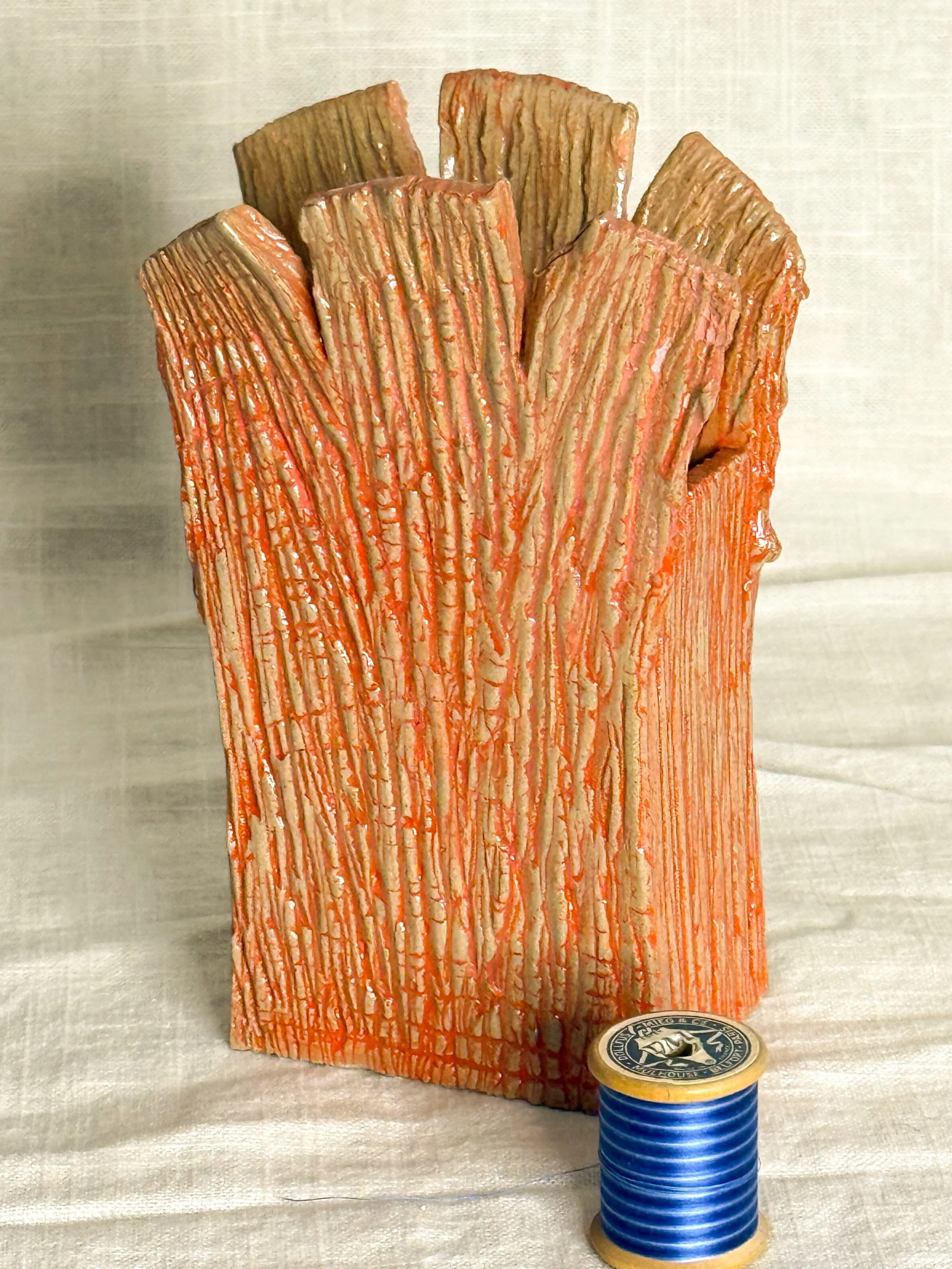 Carved with colored wash