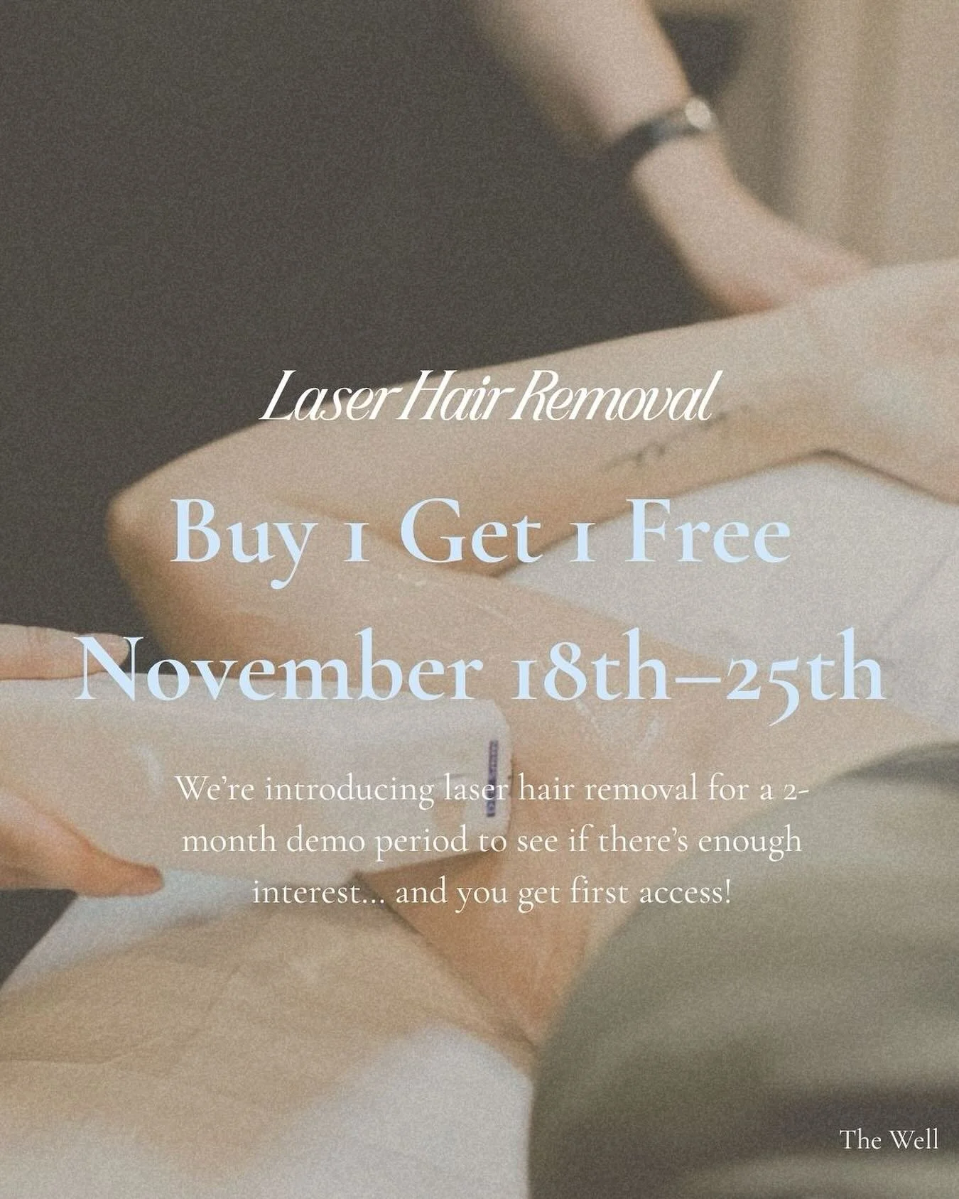 Introducing laser hair removal for a 2-month demo period at The Well to see if there&rsquo;s enough interest&hellip; and you get first access!

Here&rsquo;s what you need to know:

✔️ Most areas require a series of 6 treatments for best results

✔️ B