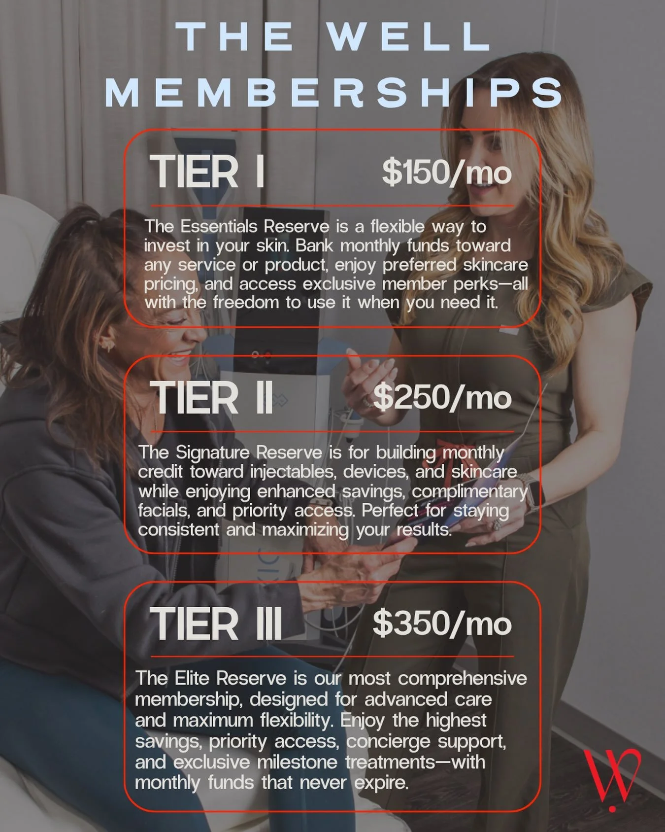 Your skin goals deserve a plan. 

Introducing our Reserve Memberships designed to make consistent, personalized aesthetic care easier and more rewarding.

From flexible monthly savings to exclusive perks, complimentary treatments, priority access, an