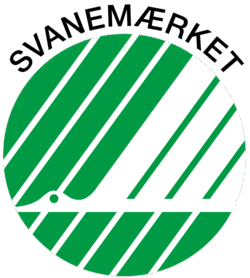 Et logo med grøn og hvid stribet cirkel