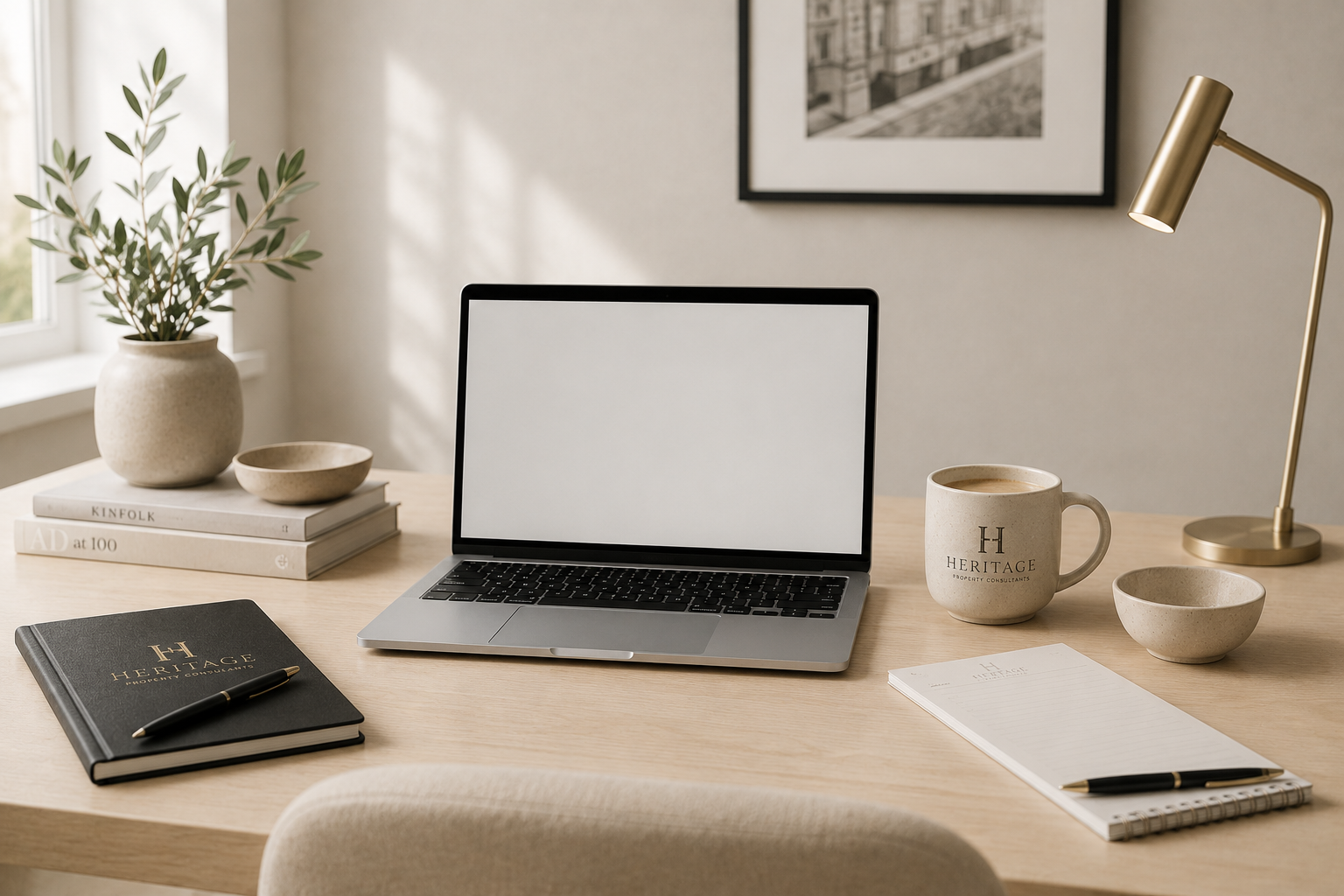 Heritage Property Consultants Desk With Notepad and notes