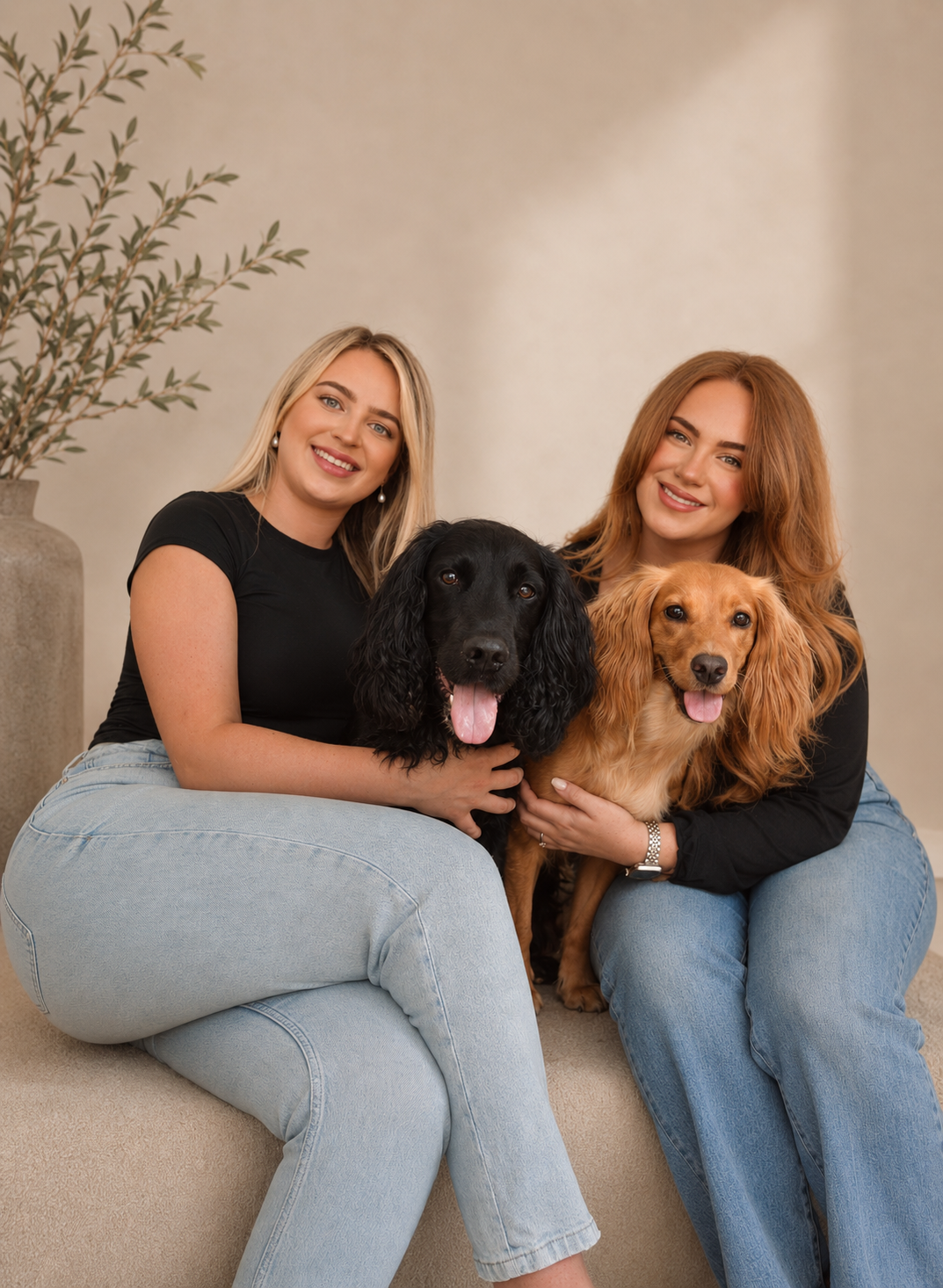 Phoebe and Poppy founders of Heritage Property Consultants with their cocker spaniels Brie and Monty