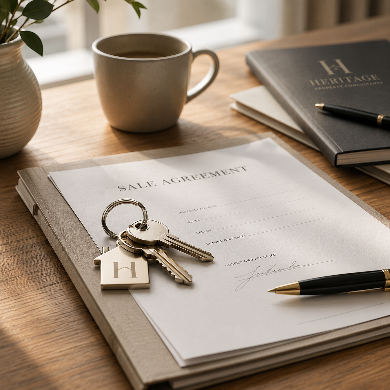 Heritage Property Consultants sale agreement and house keys — quick cash property sale UK