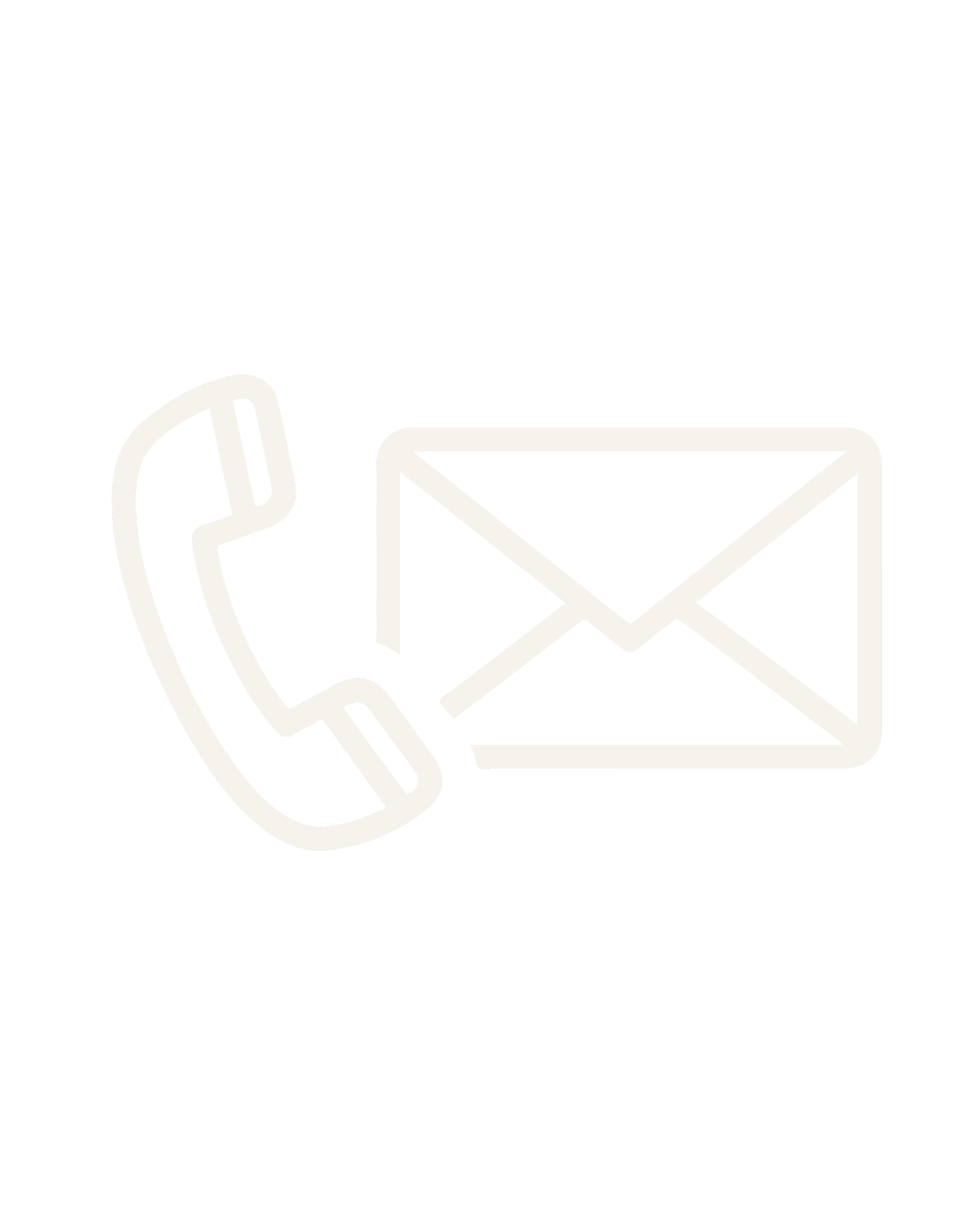 Outline of a telephone receiver and an envelope on a black background.