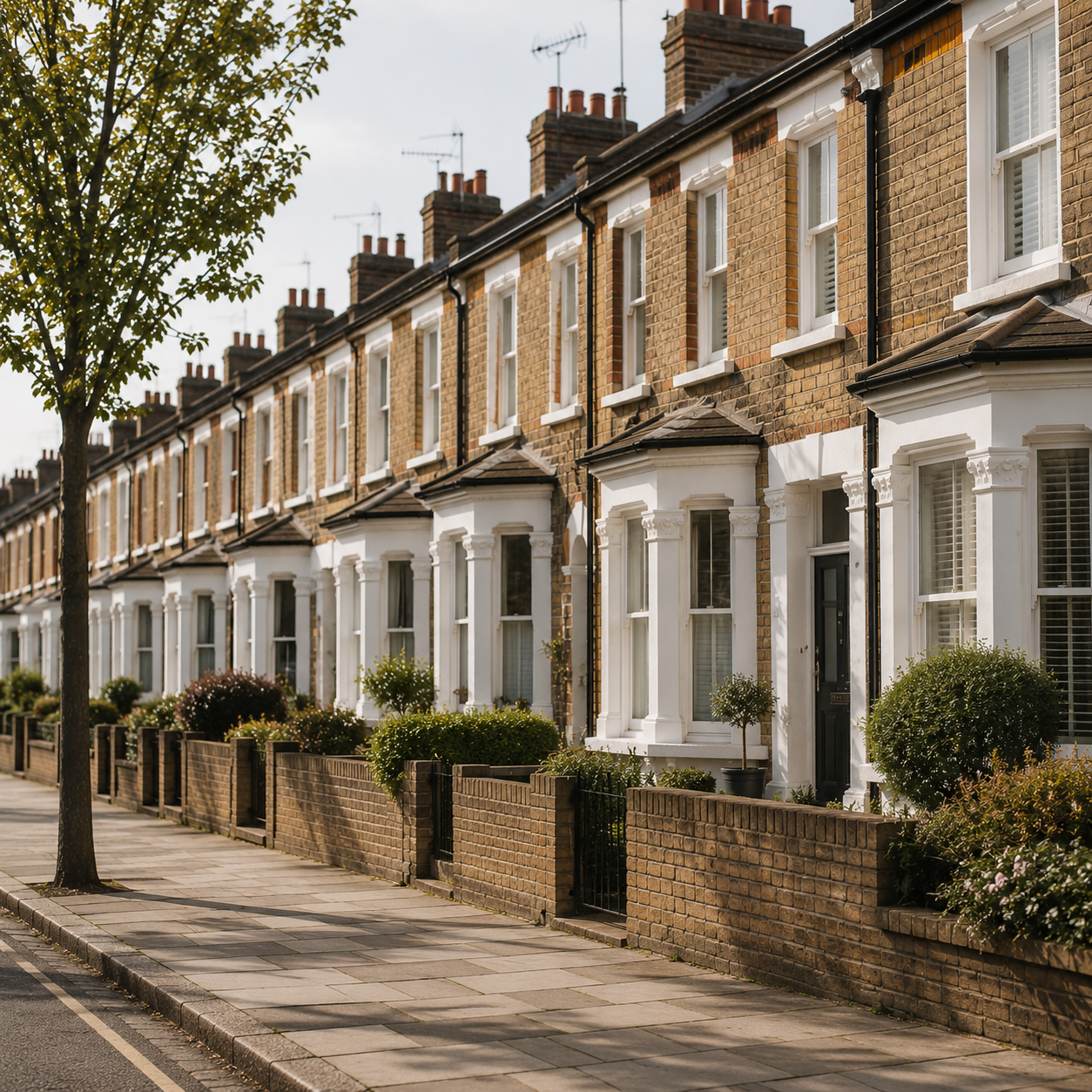 Row of UK terraced houses — sell tenanted property to a private investor