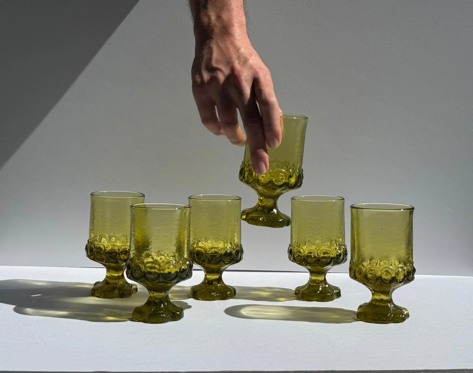 1970s Vintage Green Goblets