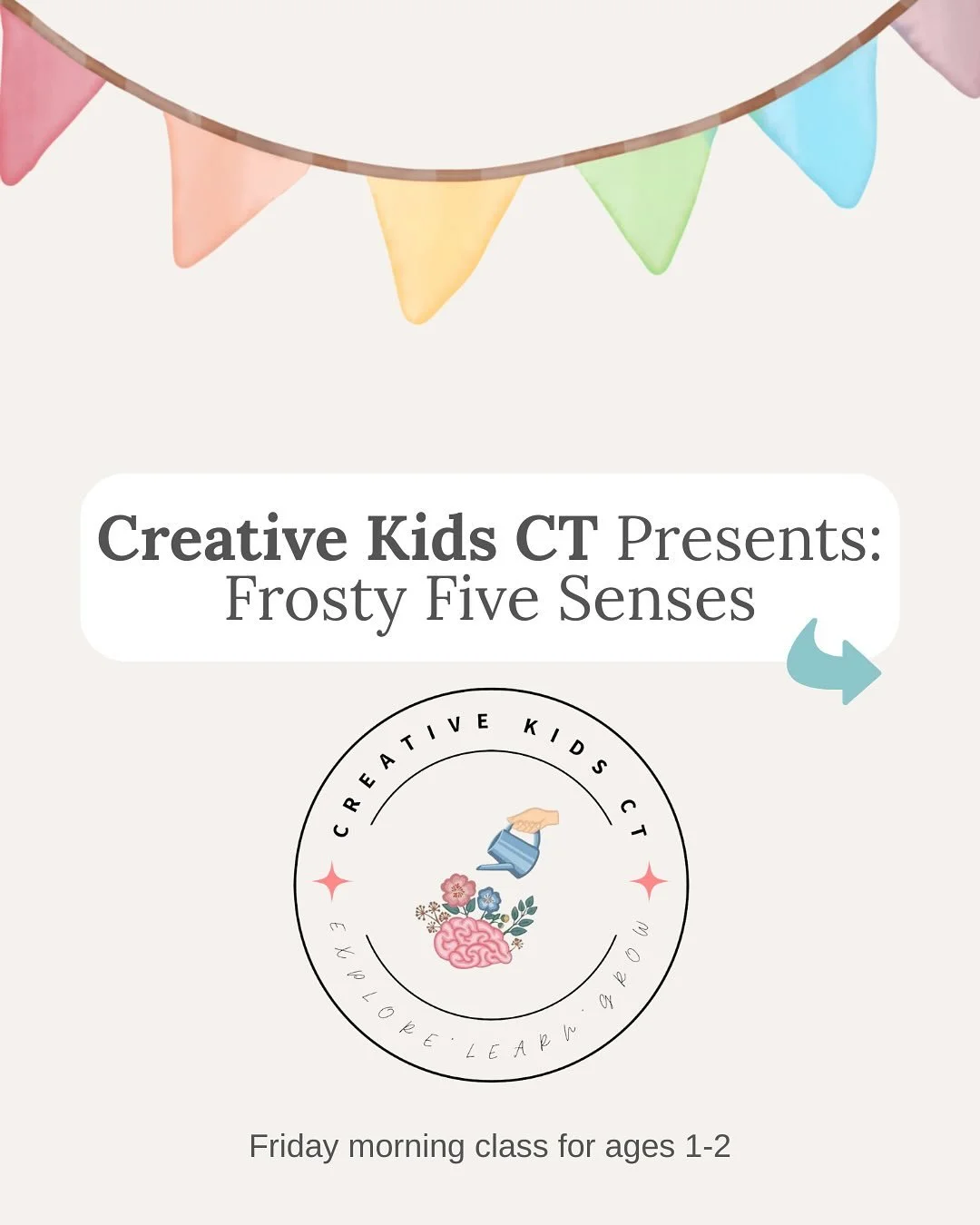 ❄️ Bundle up and bring your little one for our upcoming Frosty Five Senses class with @creativekidsct ❄️ Each class explores winter through touch, sight, sound, smell, and taste, and includes an hour of Open Play before OR after class (Fridays, 1/9&n