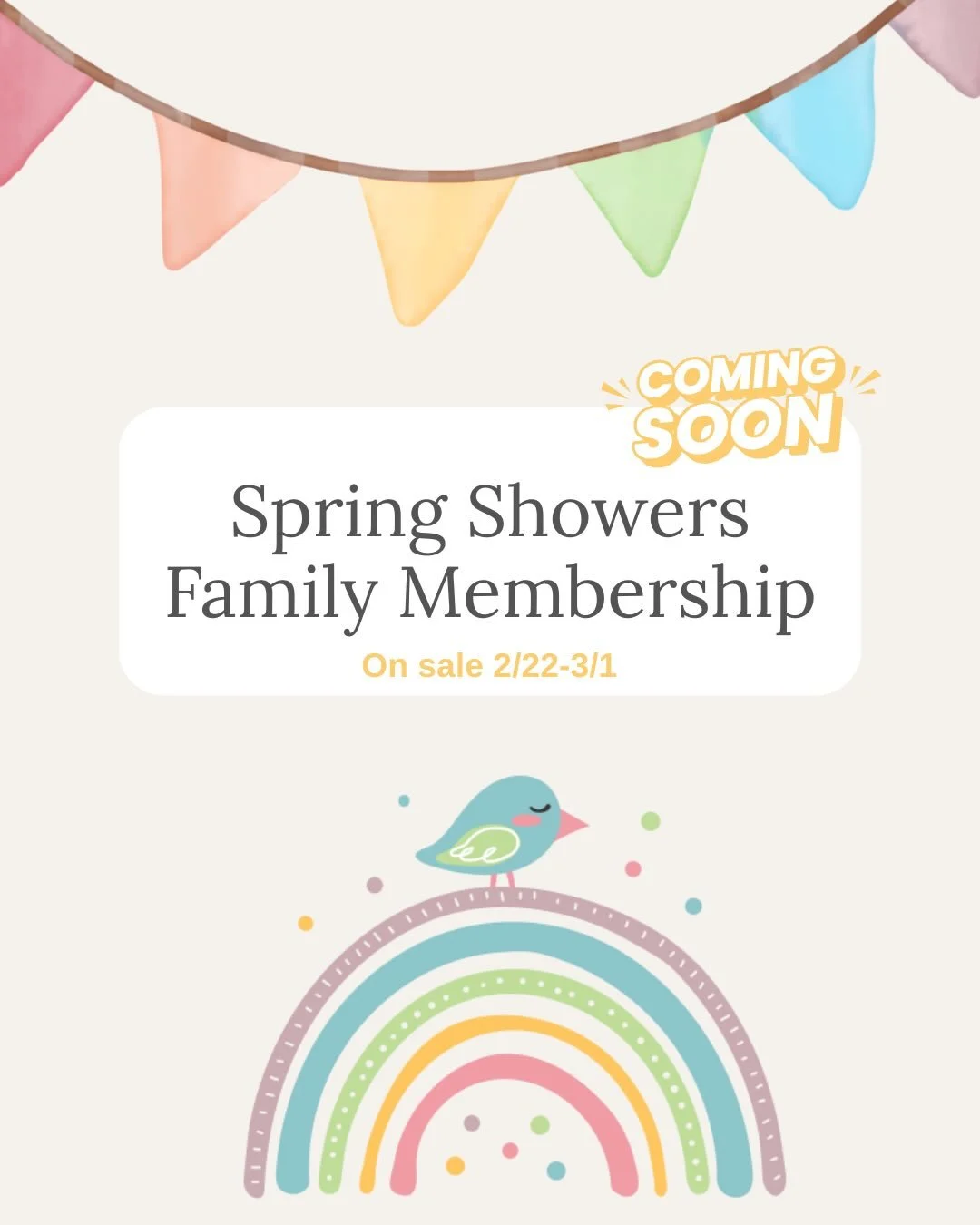 ✨Attention families! Rainbow Lane will be offering a FAMILY MEMBERSHIP this spring, for the months of March through June! Our Spring Showers Family Membership is good for all the siblings in one family for 4 months! 🌷This membership will be on sale 