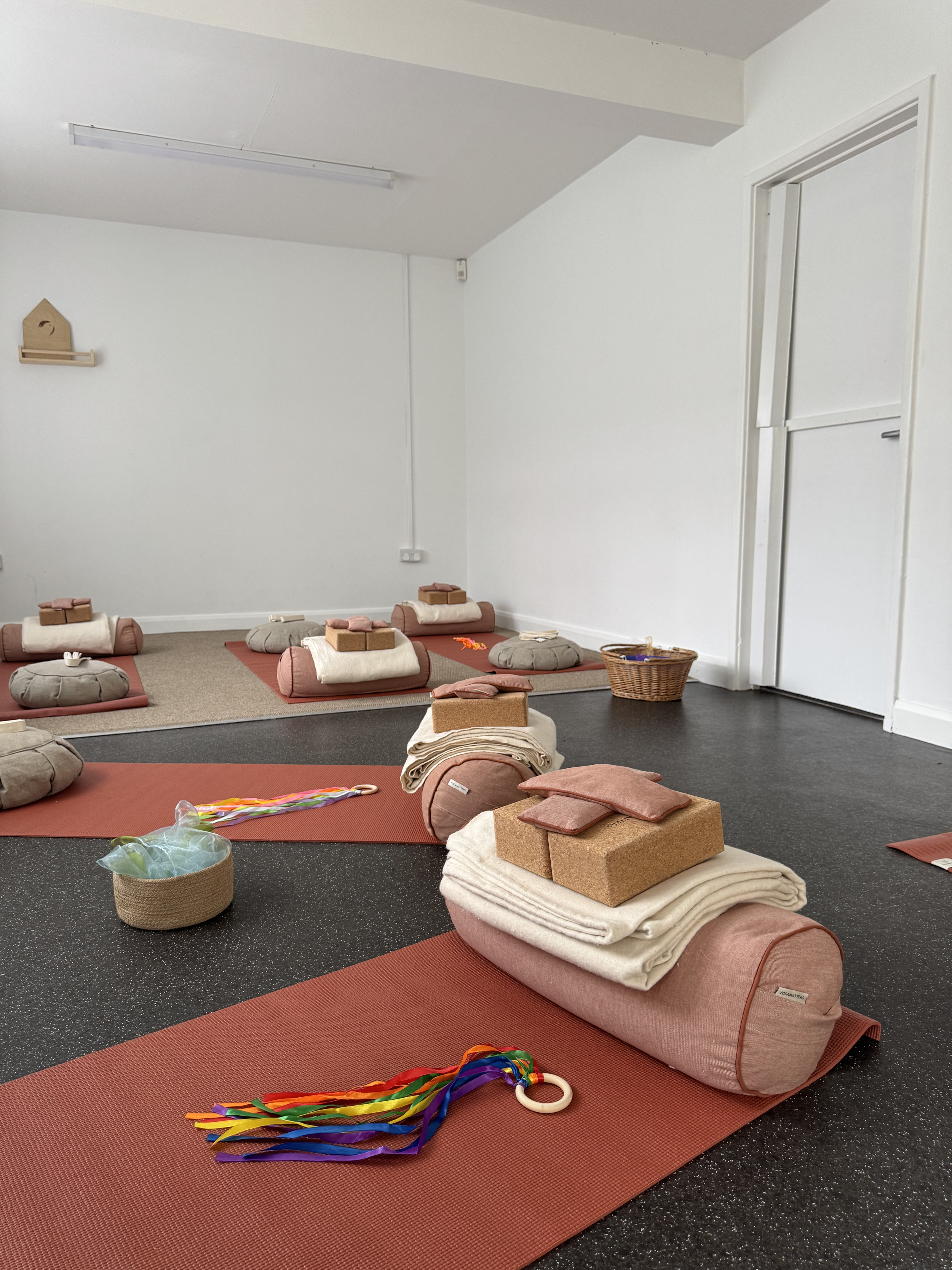 room set up wuth yoga mats