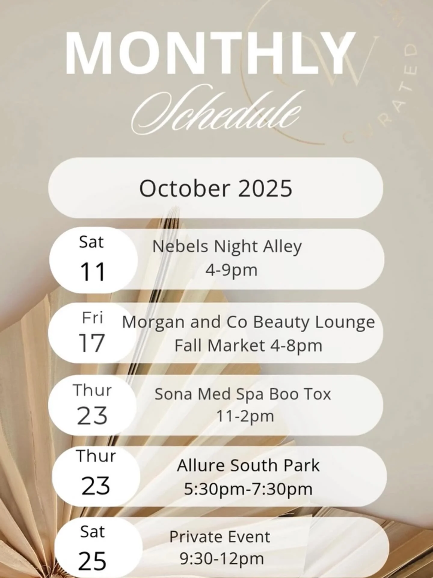 Come see us at any of the events that are happening in Charlotte in October.  If you haven&rsquo;t heard of Permanent Jewelry before, comment below! ✨  #permanentjewelry#timelessdesign#privateevents#clasplessjewelry