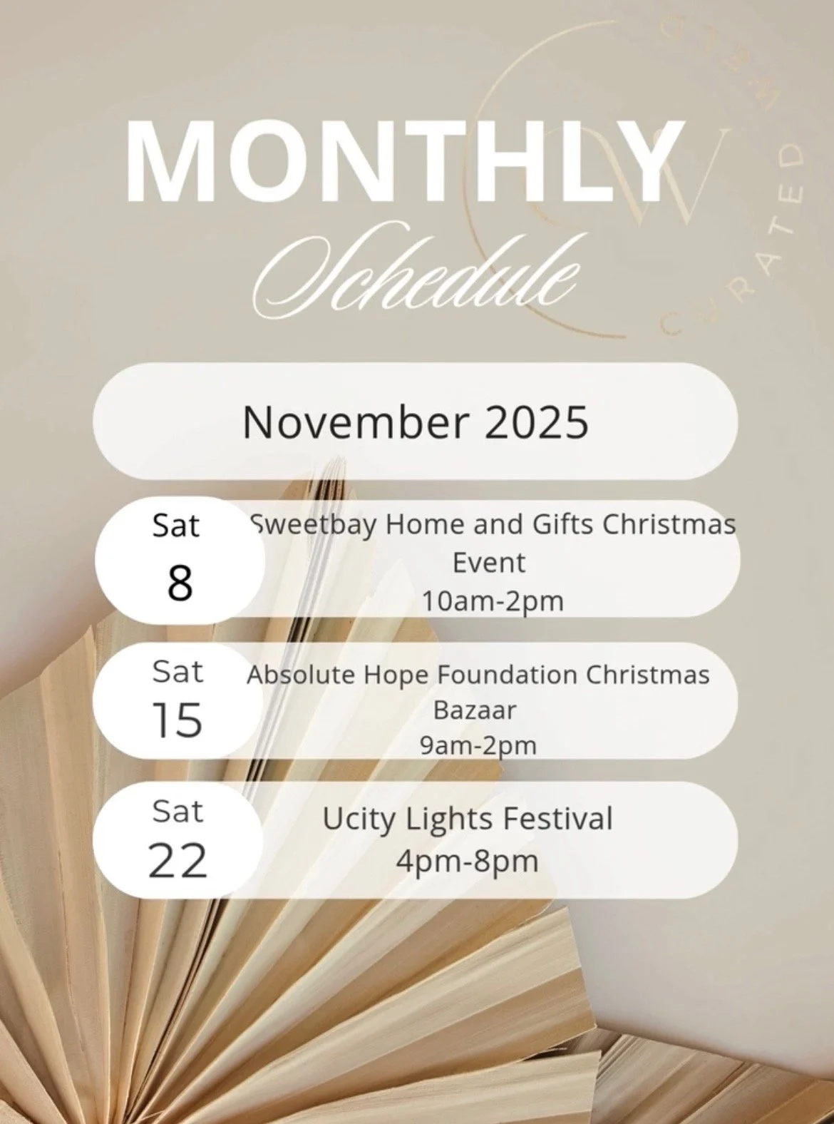 November&rsquo;s schedule is live! We are gearing up for the Holiday season. If you can&rsquo;t make it to an event DM me for private party details! 

Friendsgiving with Permanant Jewelry sounds amazing! ✨

#Permanentjewelry#lakenorman#Davidson#Charl
