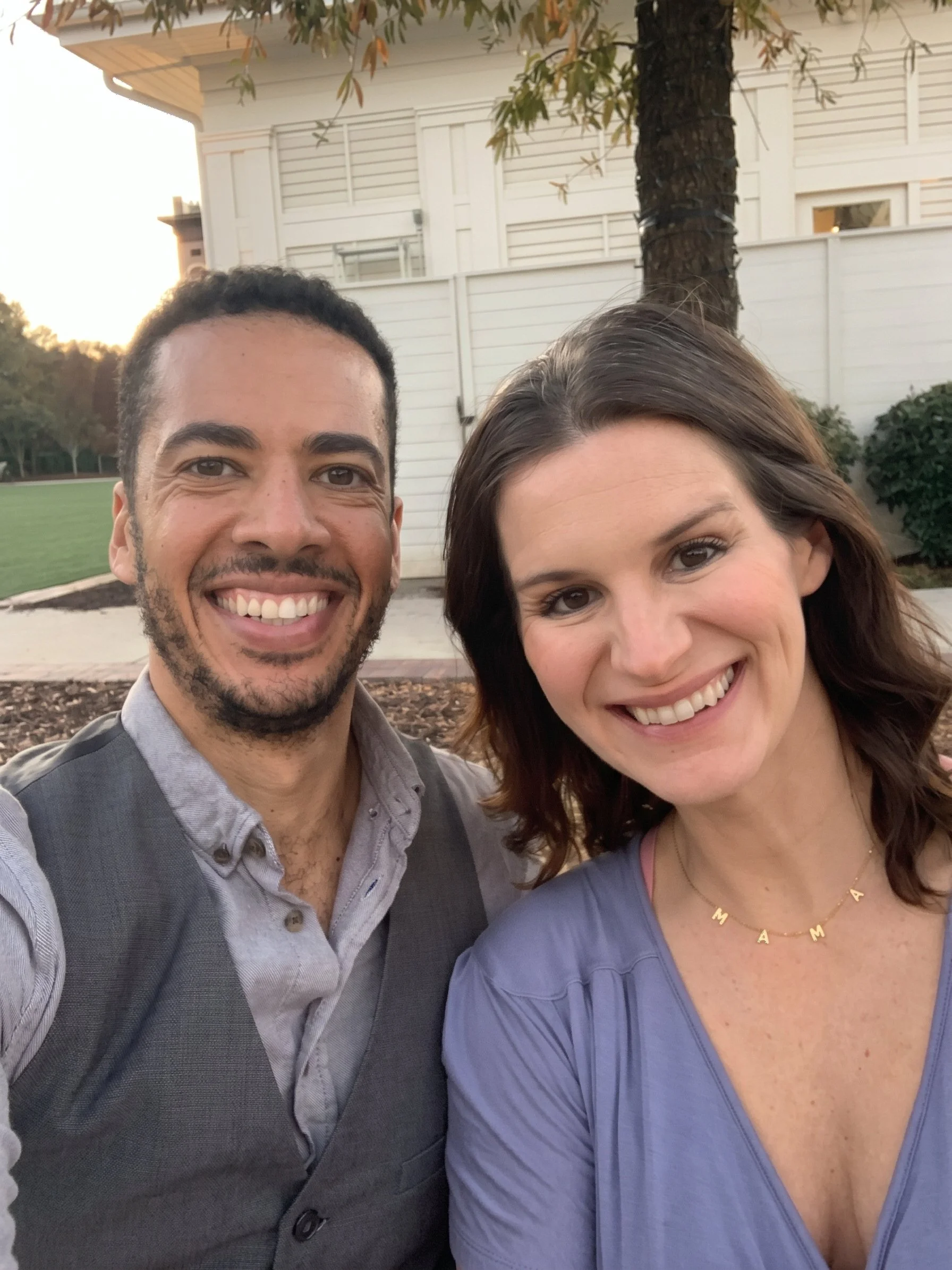Matthew and Sarah Bivens smiling together outdoors