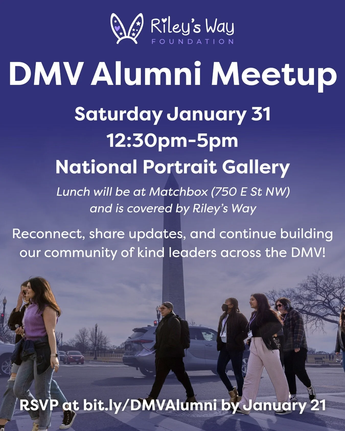 DMV friends &mdash; save the date!

We&rsquo;re hosting our first ever DMV Alumni Meetup on Saturday January 31! This gathering will be a meaningful space to reconnect, share updates, and continue building our community of kind leaders across the DMV