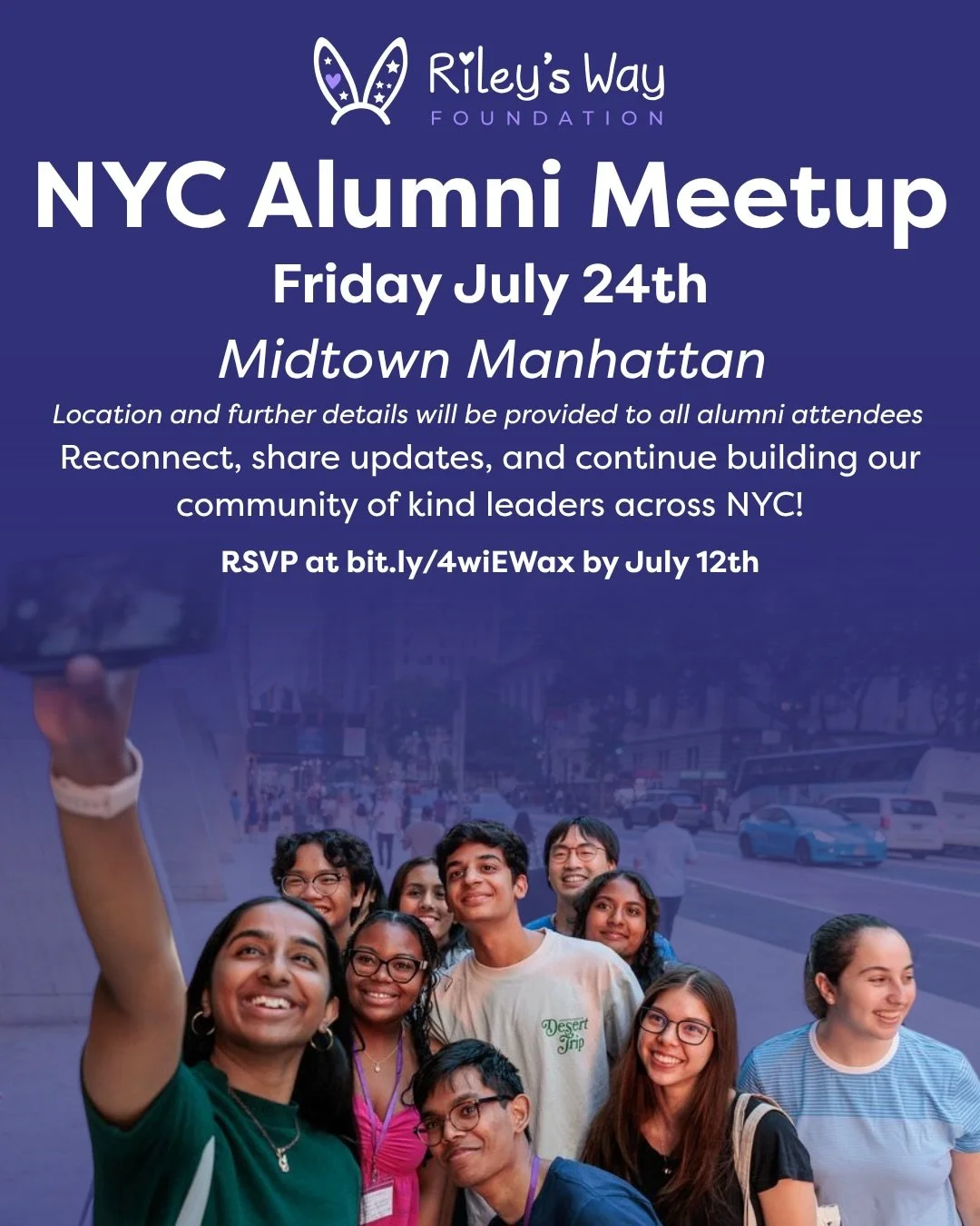 NYC friends &mdash; save the date!

We&rsquo;re hosting our NYC Alumni Meetup on Friday July 24! Reconnect, share updates, and continue building our community of kind leaders across NYC 🗽

📆 Friday, July 24
🕜 6:30pm
📍 Midtown Manhattan

Exact loc