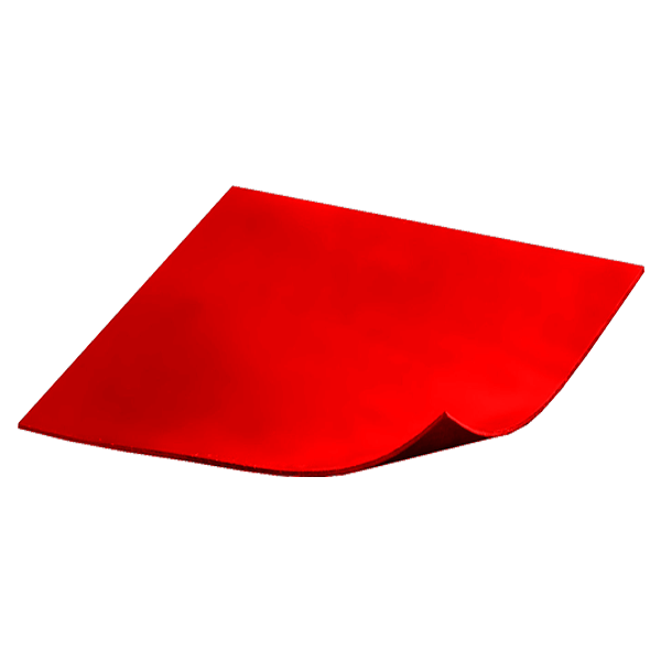 Red folder with a slightly curled corner