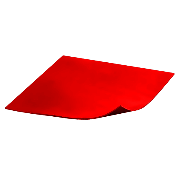 Red sheet of paper with a curled corner