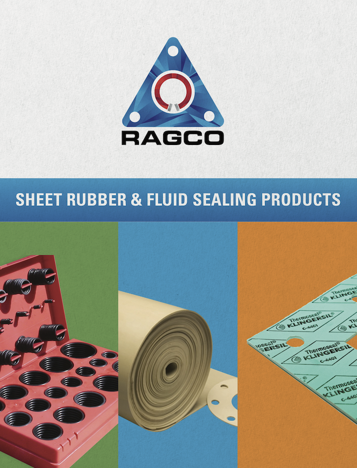 RAGCO logo with sheet rubber and fluid sealing products, including gaskets and rolls.