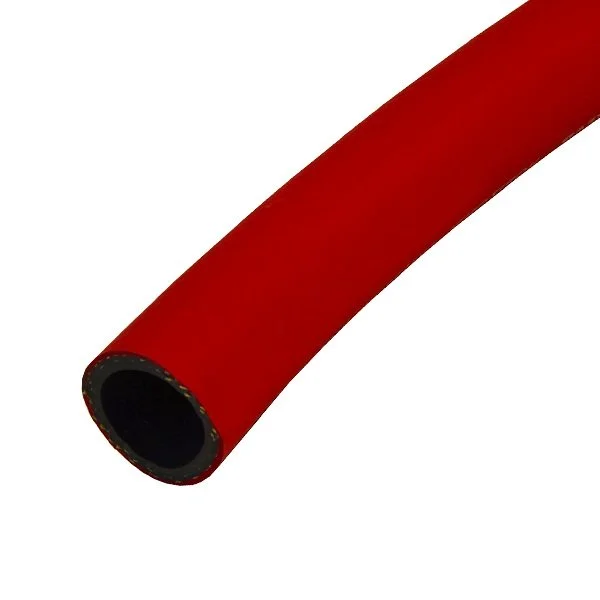 Red rubber hose on a white background