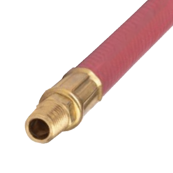 Red hose with brass fitting