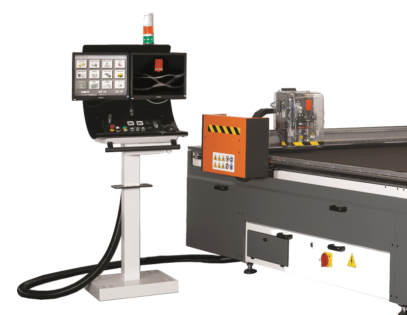 Industrial CNC machine with control panel and monitor