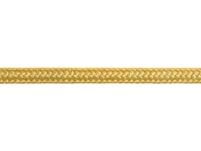 Close-up of a gold braided cord or rope with a textured surface.